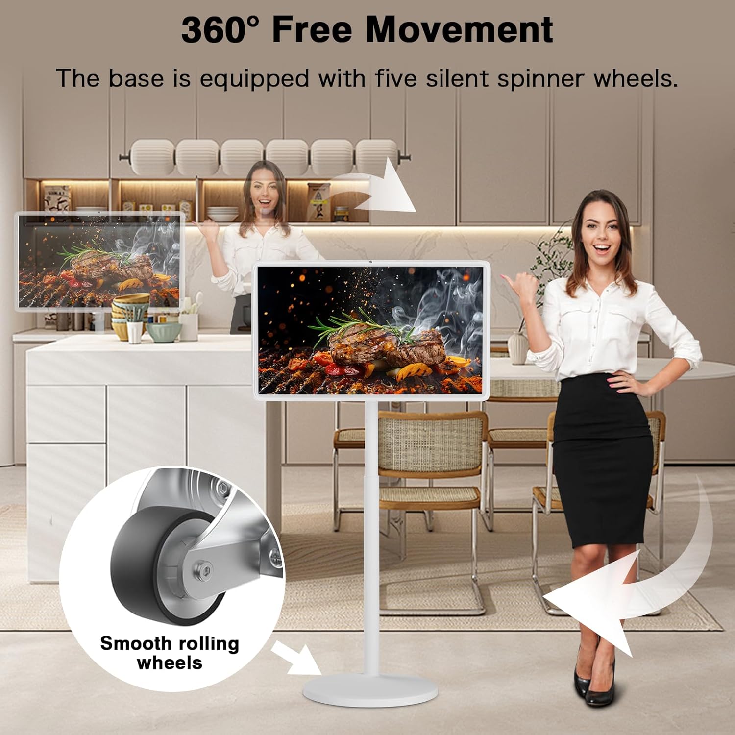32-Inch Portable Smart TV On Wheels 1080P HD Oncell Touch Screen 8GB RAM 128GB Storage Android OS - Image 7