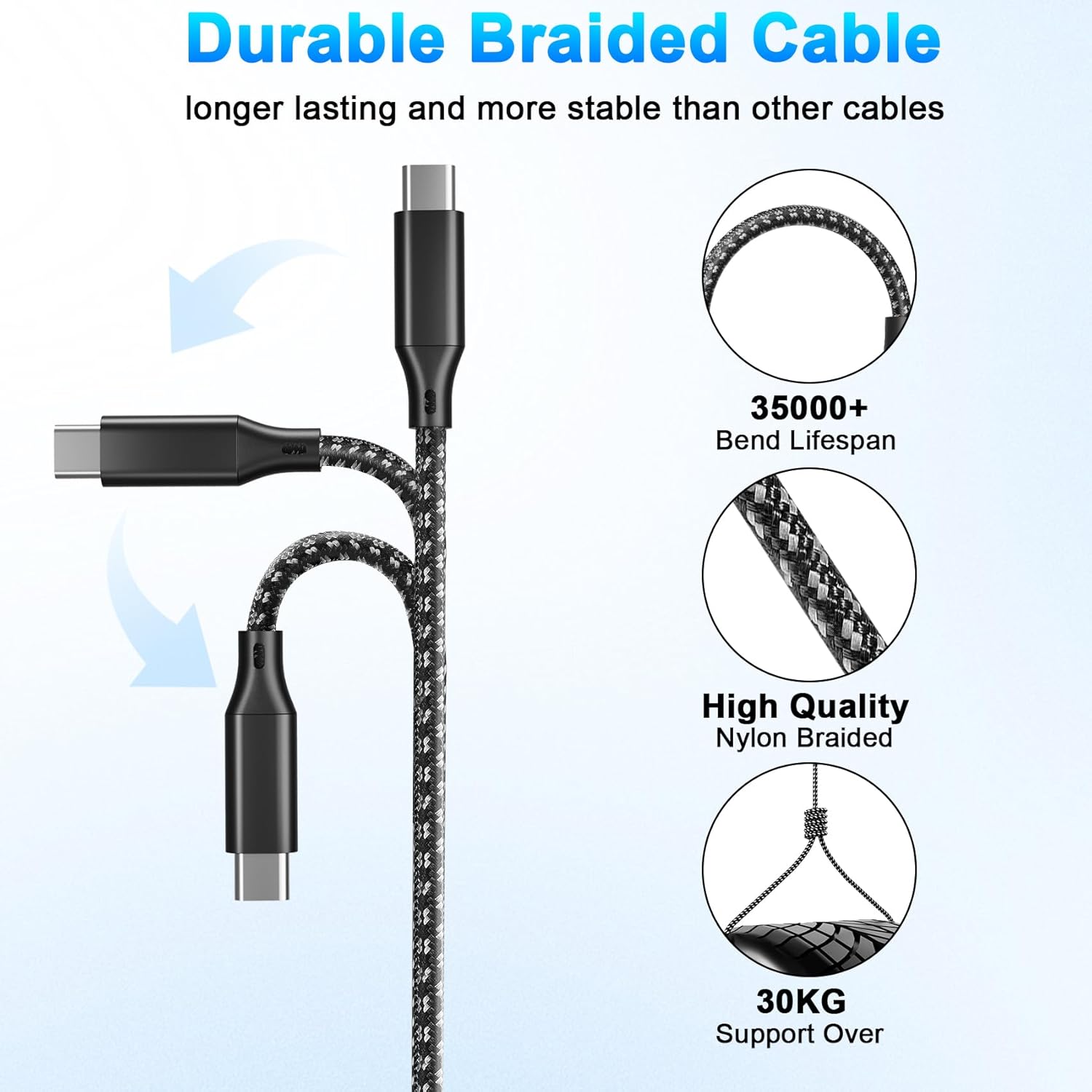 4ft MFi Certified Nylon Braided USB C Multi Charging Cable with Type-C Micro USB Lightning for Phones and Tablets - Image 6