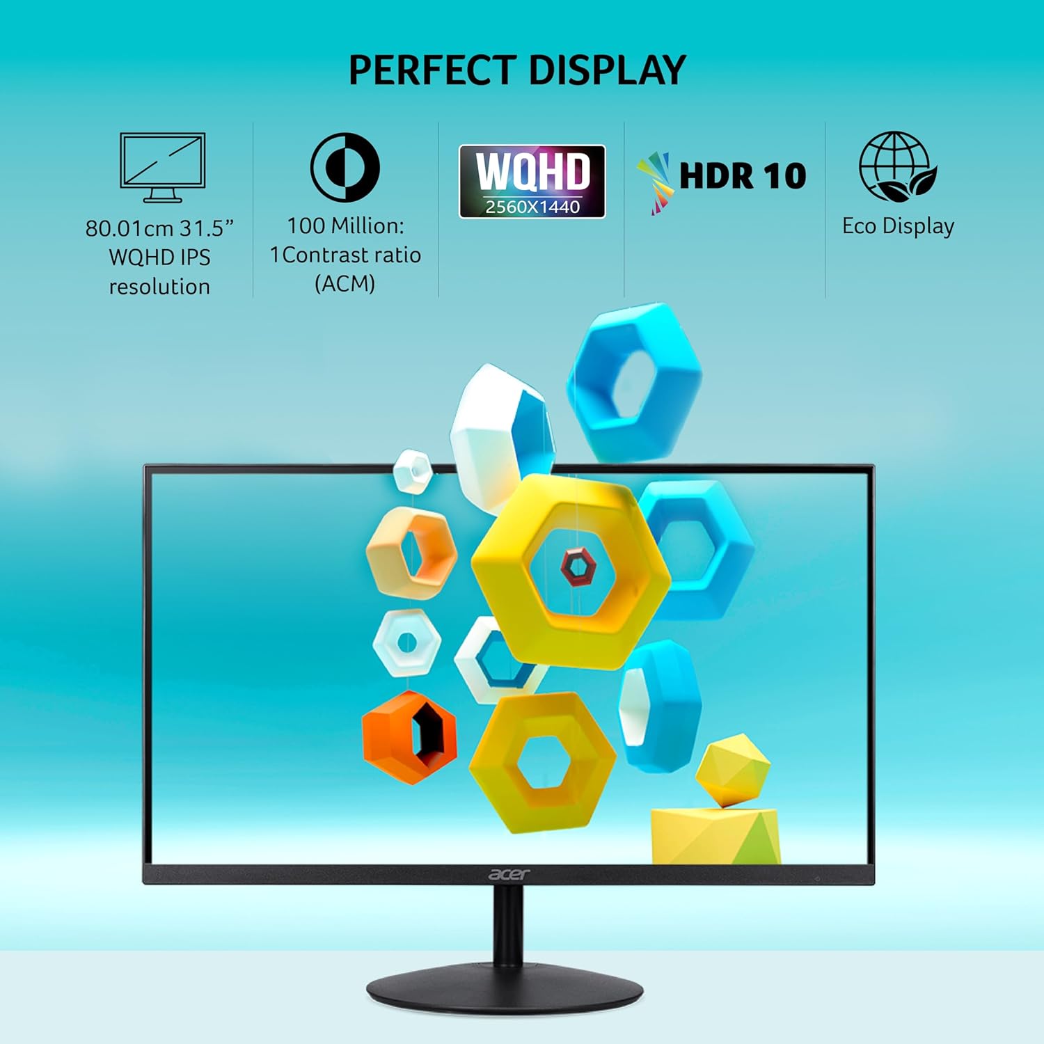 Acer 31.5 Inch WQHD IPS Ultra Slim Black LED Monitor 75Hz 1ms VRB HDR10 - Image 2
