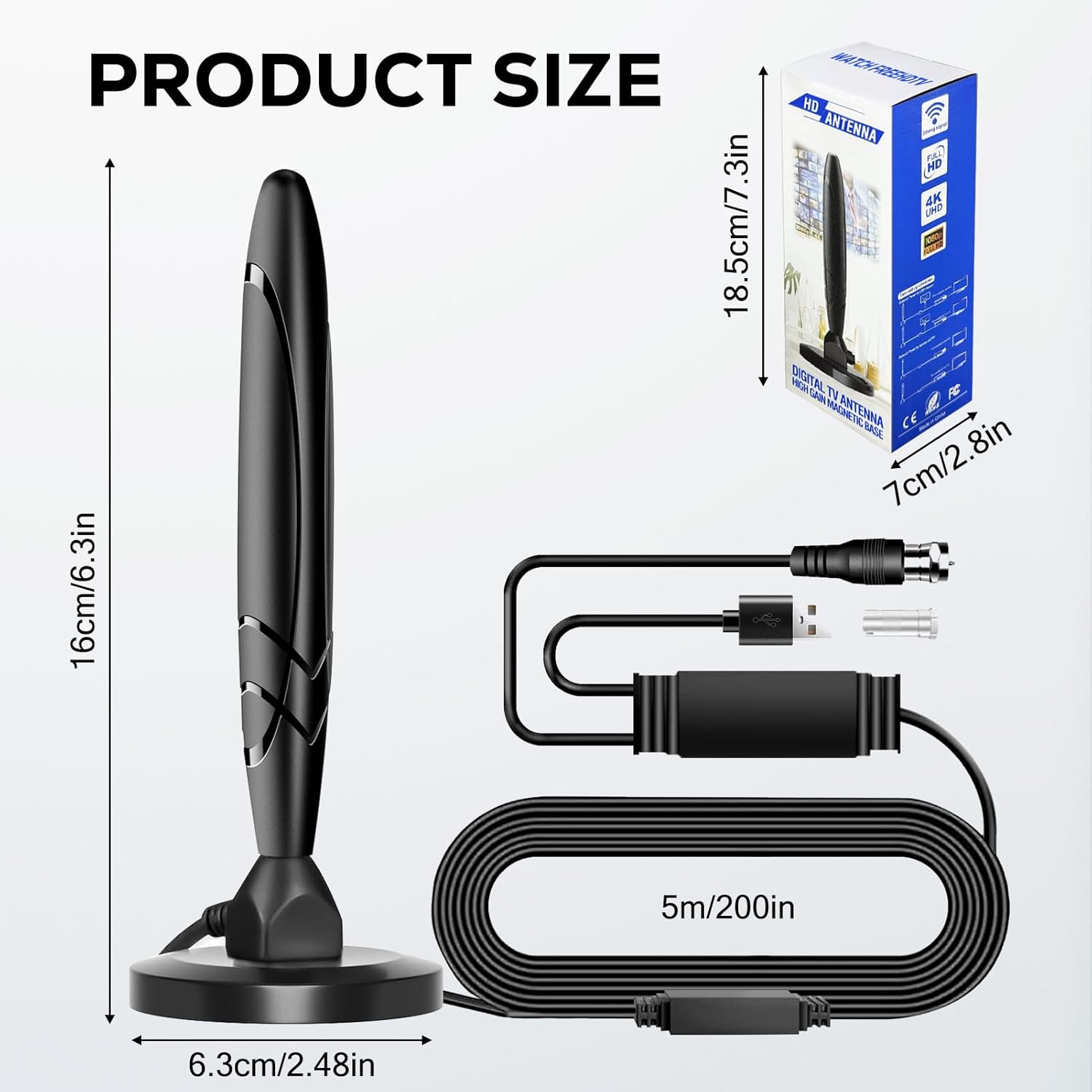 Amplified Smart TV Indoor Digital HDTV Antenna with Detachable Signal Booster for Local Channels - Image 2