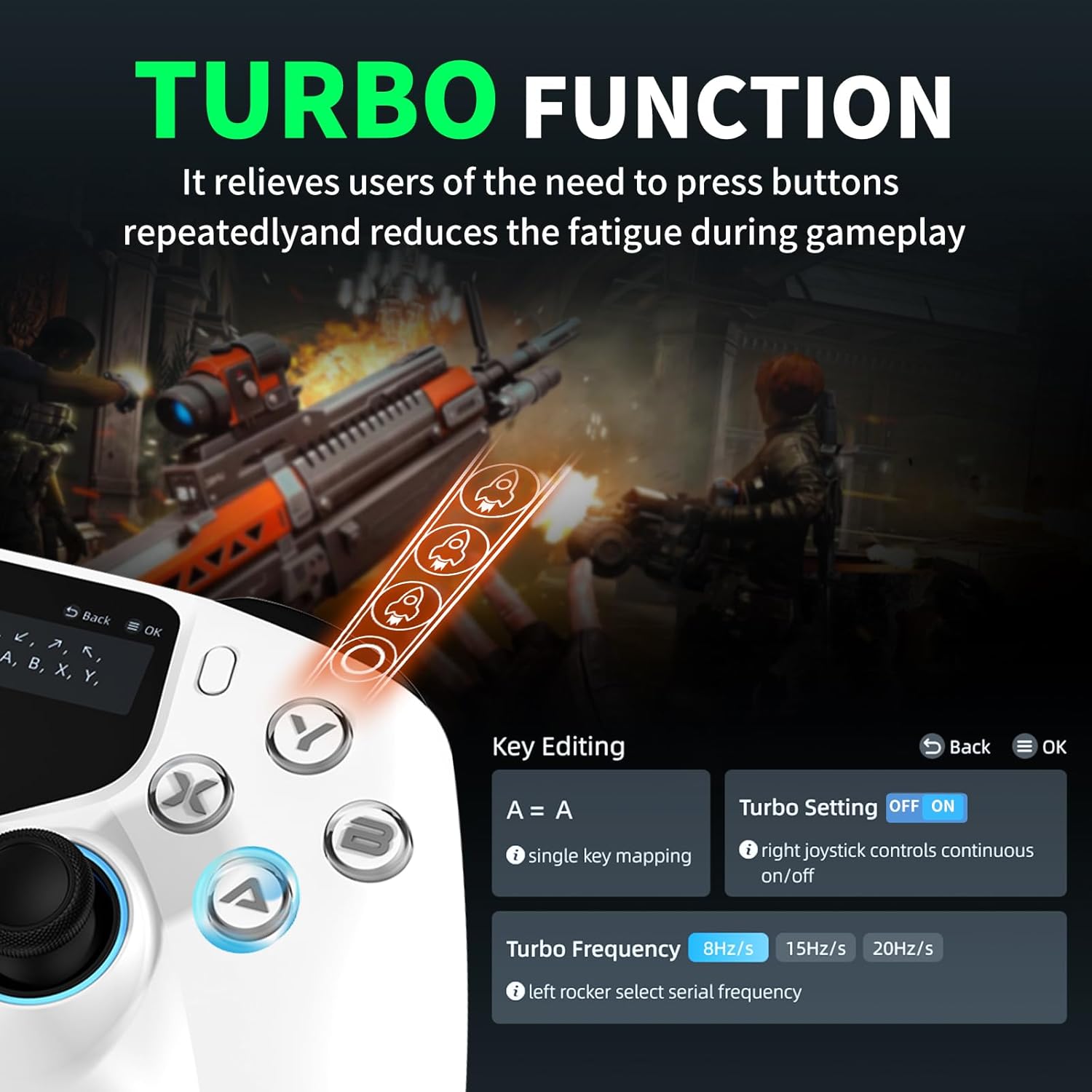 NBCP Wireless Pro Controller for PC, Switch 2 1, PS3, Android, iOS - Hall Effect, Display, Back Buttons, Turbo, 5-Level Vibration - Image 5