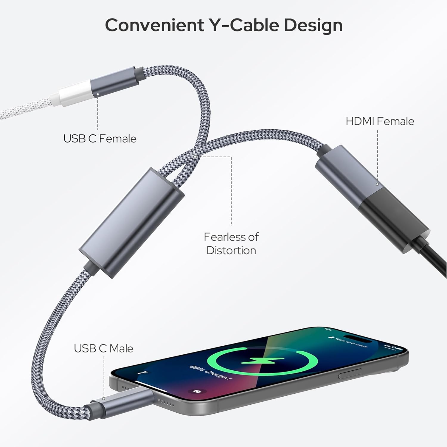 Basesailor 2-in-1 USB C to HDMI Adapter with 100W PD Charging, 4K MHL Converter for iPhone 15, MacBook, iPad, Galaxy - Image 4