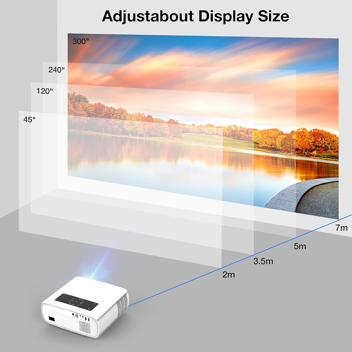 Native 1080P Full HD Projector 15000Lux Brightness 150000 Hr LED 350" Display Outdoor Home Use - Image 3