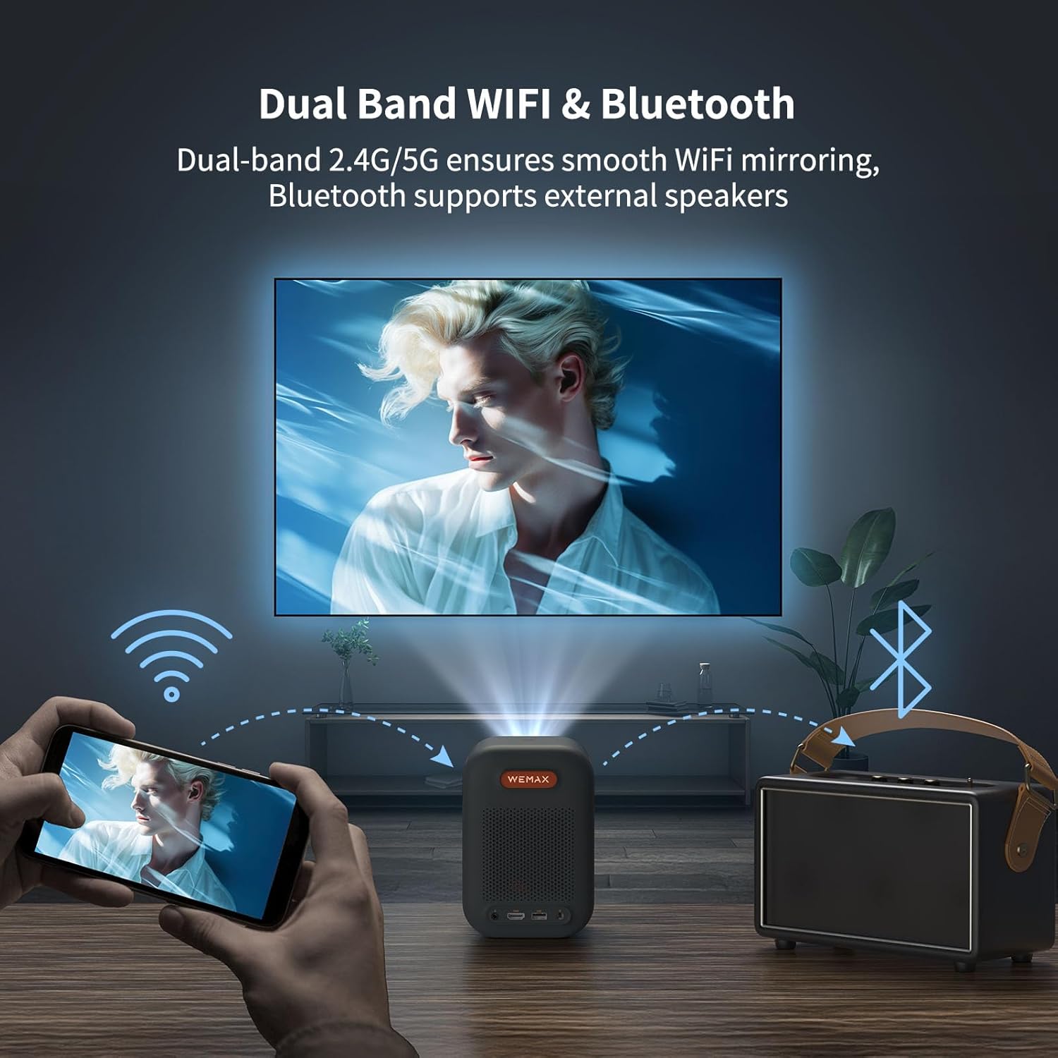 WEMAX 4K Google TV Mini Projector, Officially Licensed Netflix, Wifi Bluetooth, 1080P Full HD, 120" Display - Image 7
