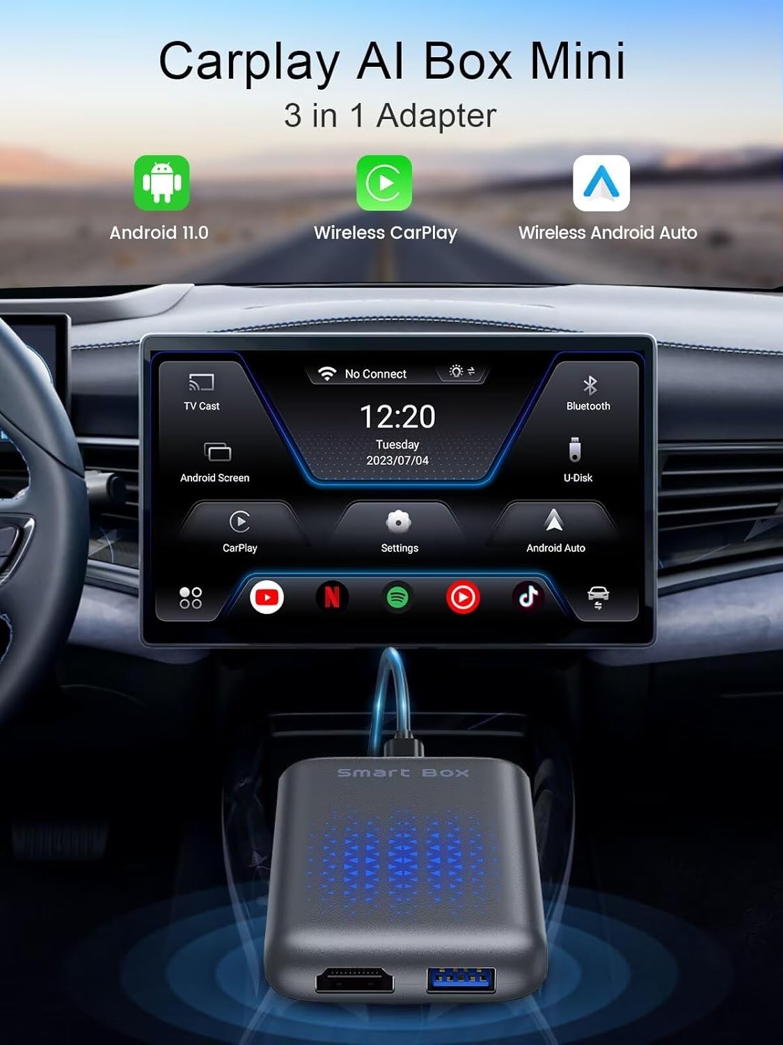 Wireless Carplay Android Auto AI Box 2.0 with YouTube Netflix Streaming HDMI Dongle - Image 2