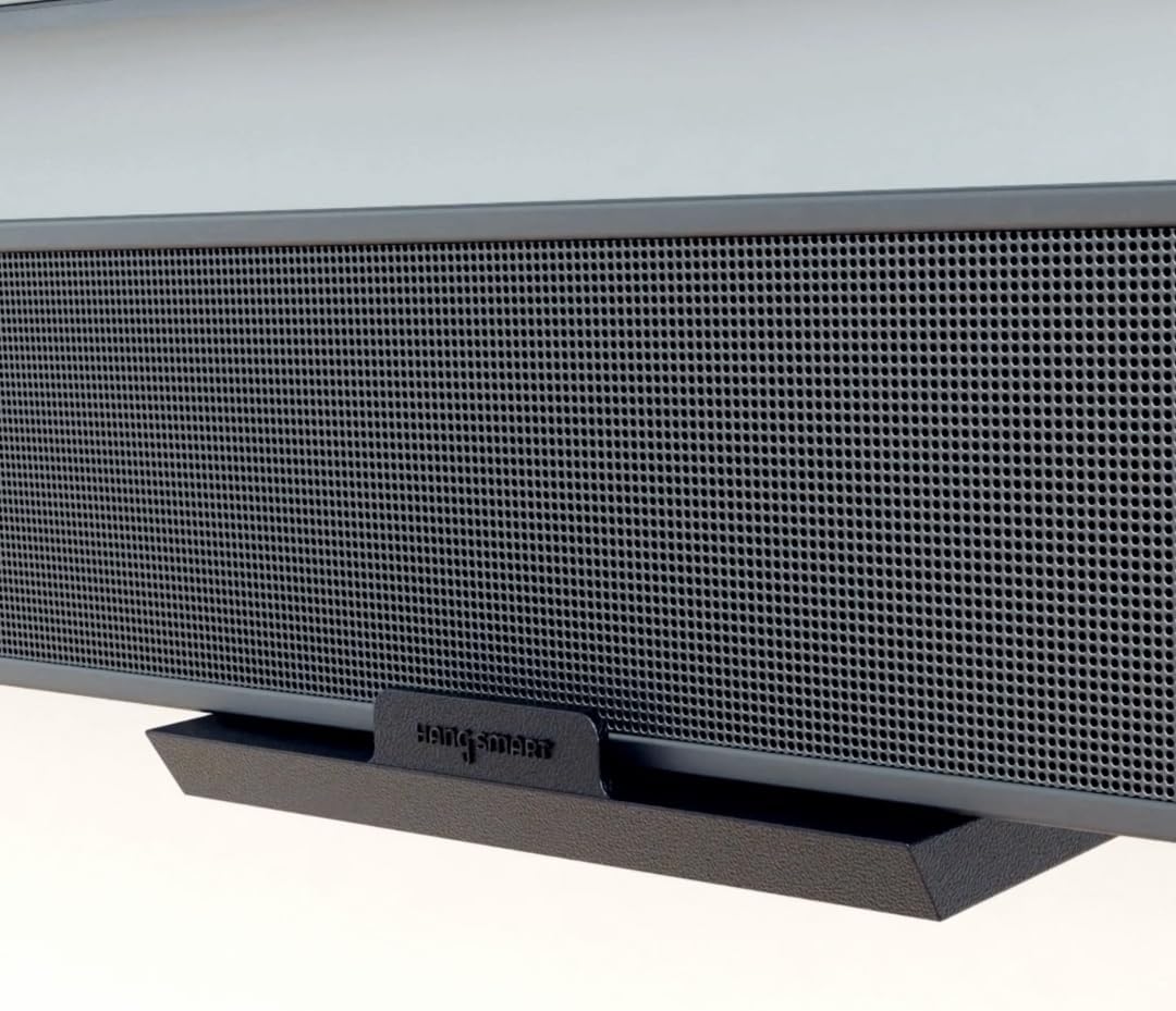 Black Universal Adjustable Soundbar Wall Mount Bracket Holds 50lbs No Studs No Drill Easy Install - Image 5