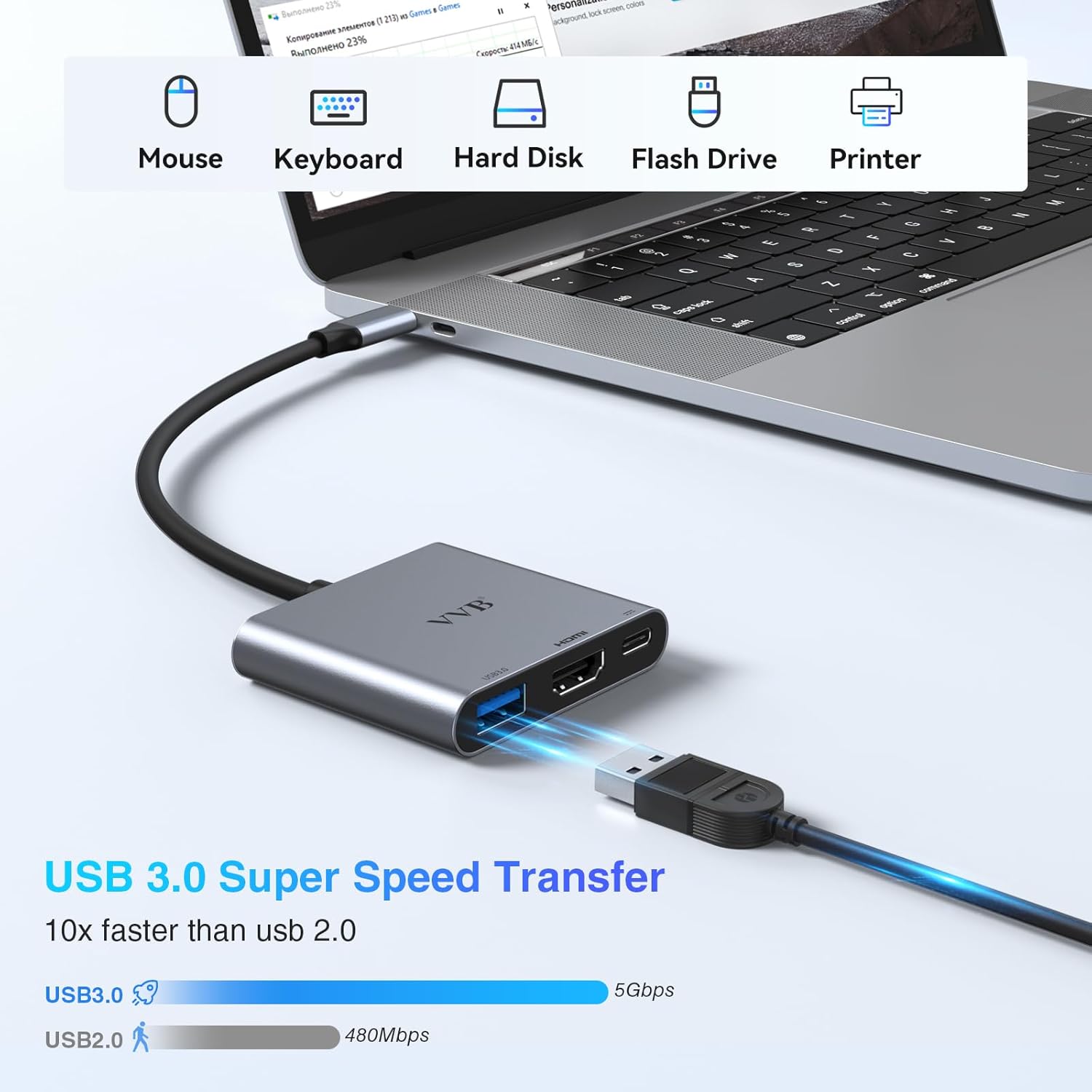 4K USB C to HDMI Adapter with USB 3.0 and PD Charge Port for iPad Pro MacBook - Image 4