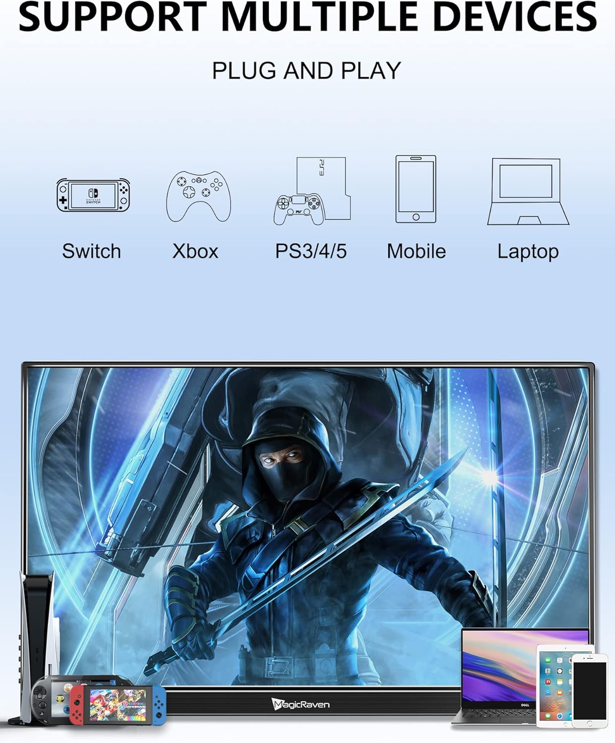16-Inch 4K Portable Monitor 3840x2400 IPS USB-C HDMI Computer Gaming Display with Speakers - Image 3