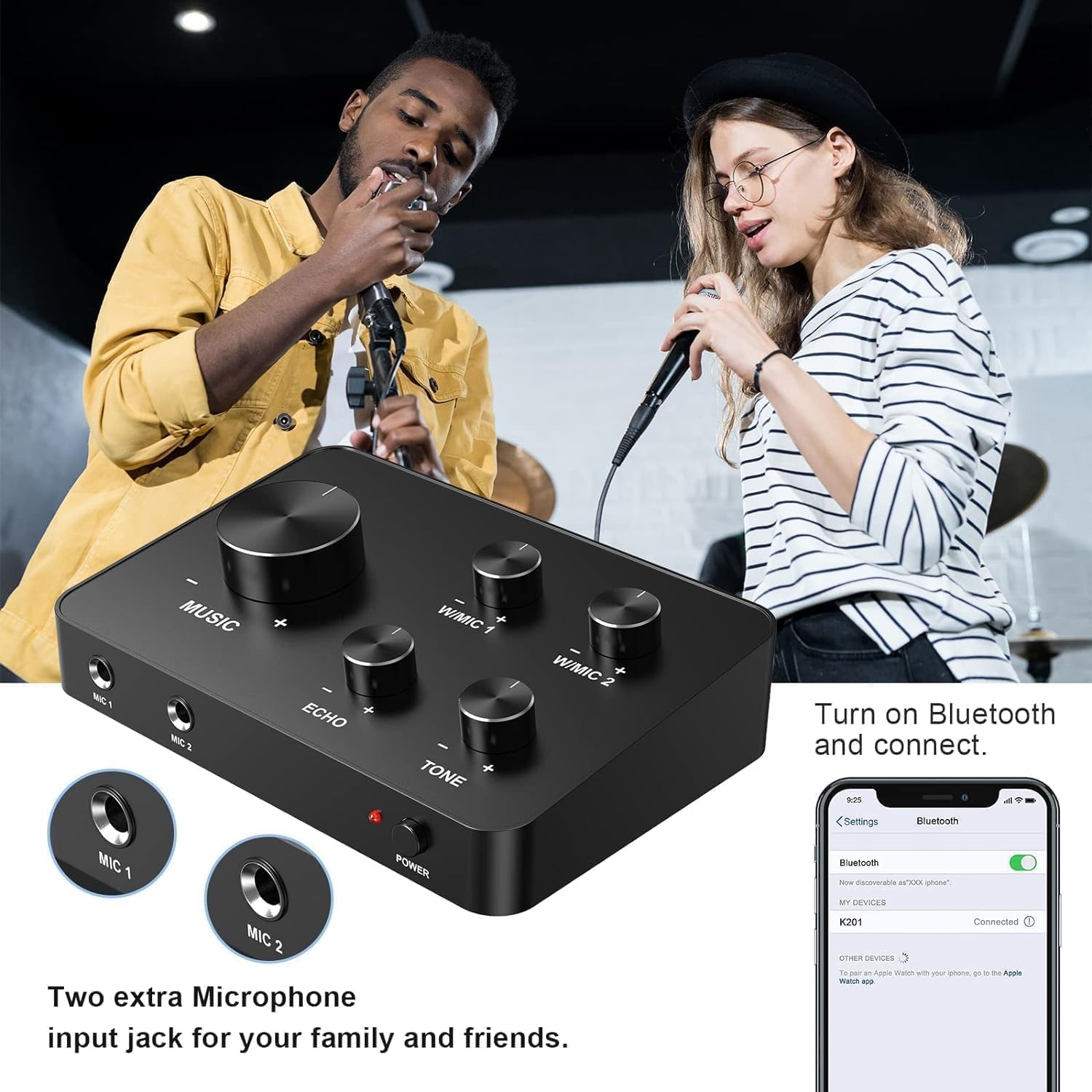 HDMI Wireless Karaoke Mixer System with Dual Handheld Microphones for Smart TV PC Speaker Amplifier - Image 7