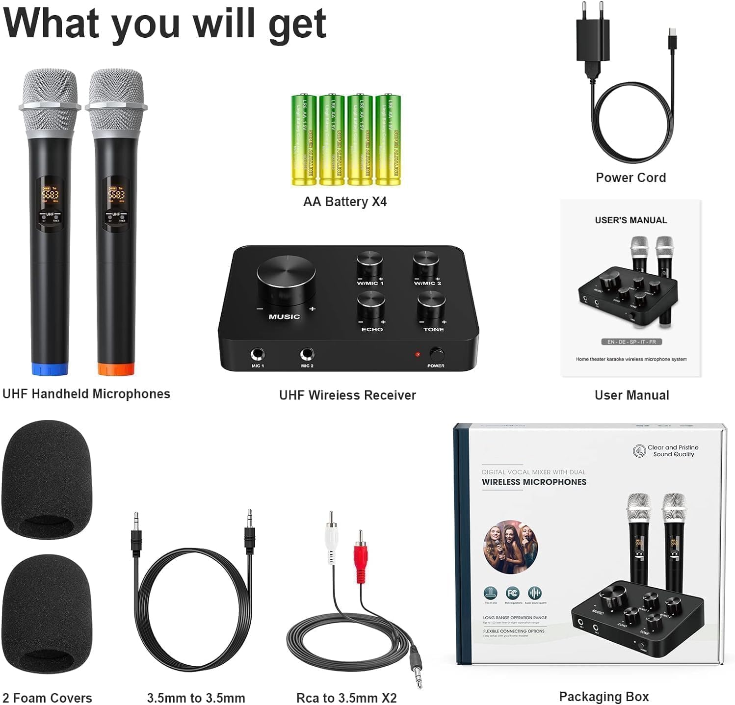 HDMI Wireless Karaoke Mixer System with Dual Handheld Microphones for Smart TV PC Speaker Amplifier - Image 9