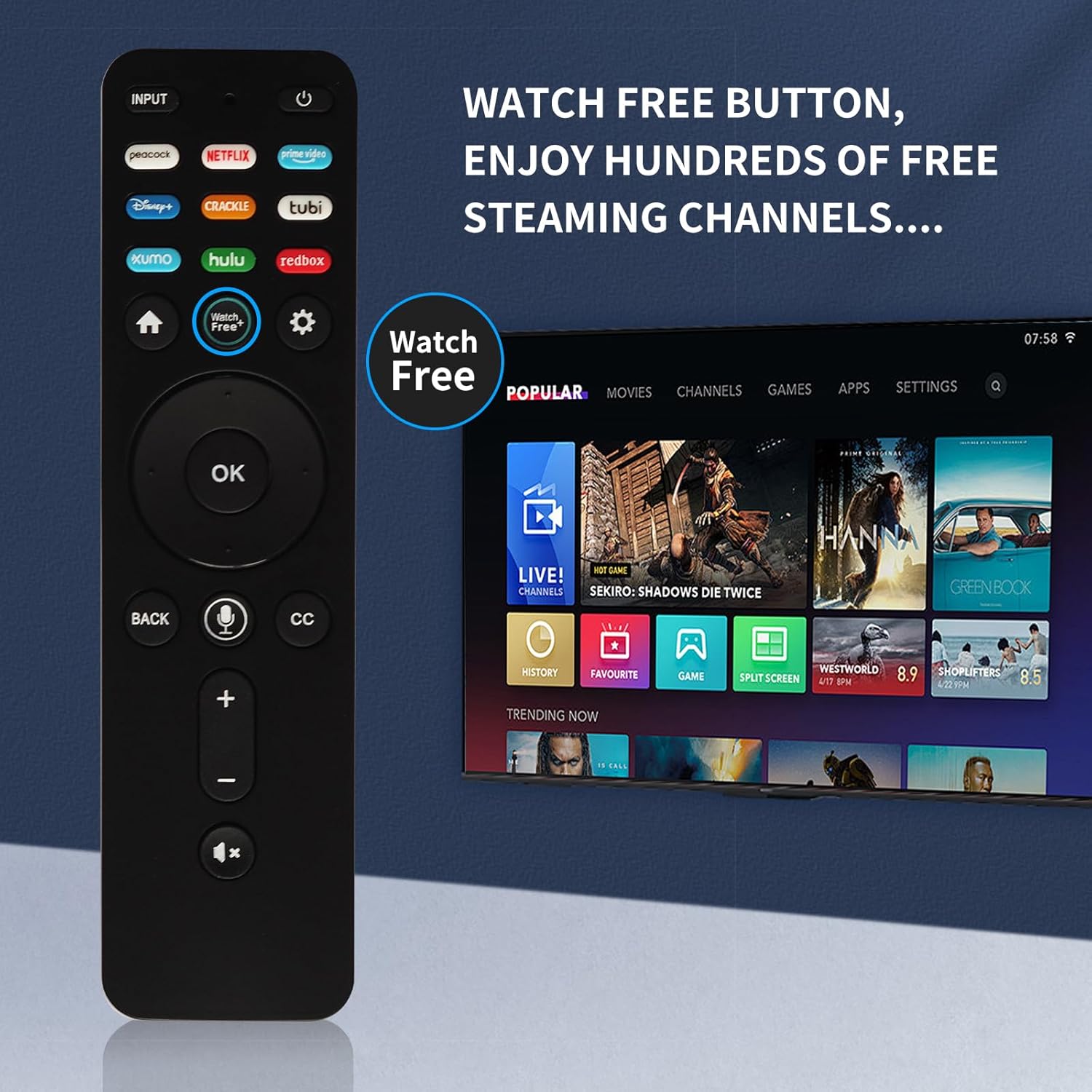 RIVIERA Universal Voice Remote for VIZIO Smart TVs D E M P V PX Series with Hot Keys - Image 6