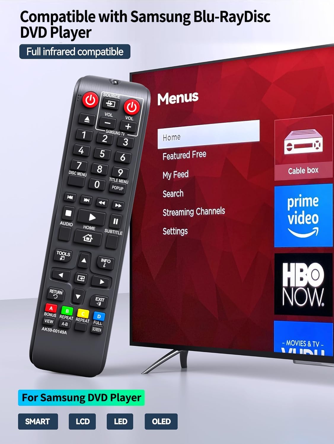 New Samsung DVD Blu Ray Remote Control for BD-ES5000 BD-F5100 BD-ES5300 BD-J5100 BD-J5700 BD-J5900 - Image 2