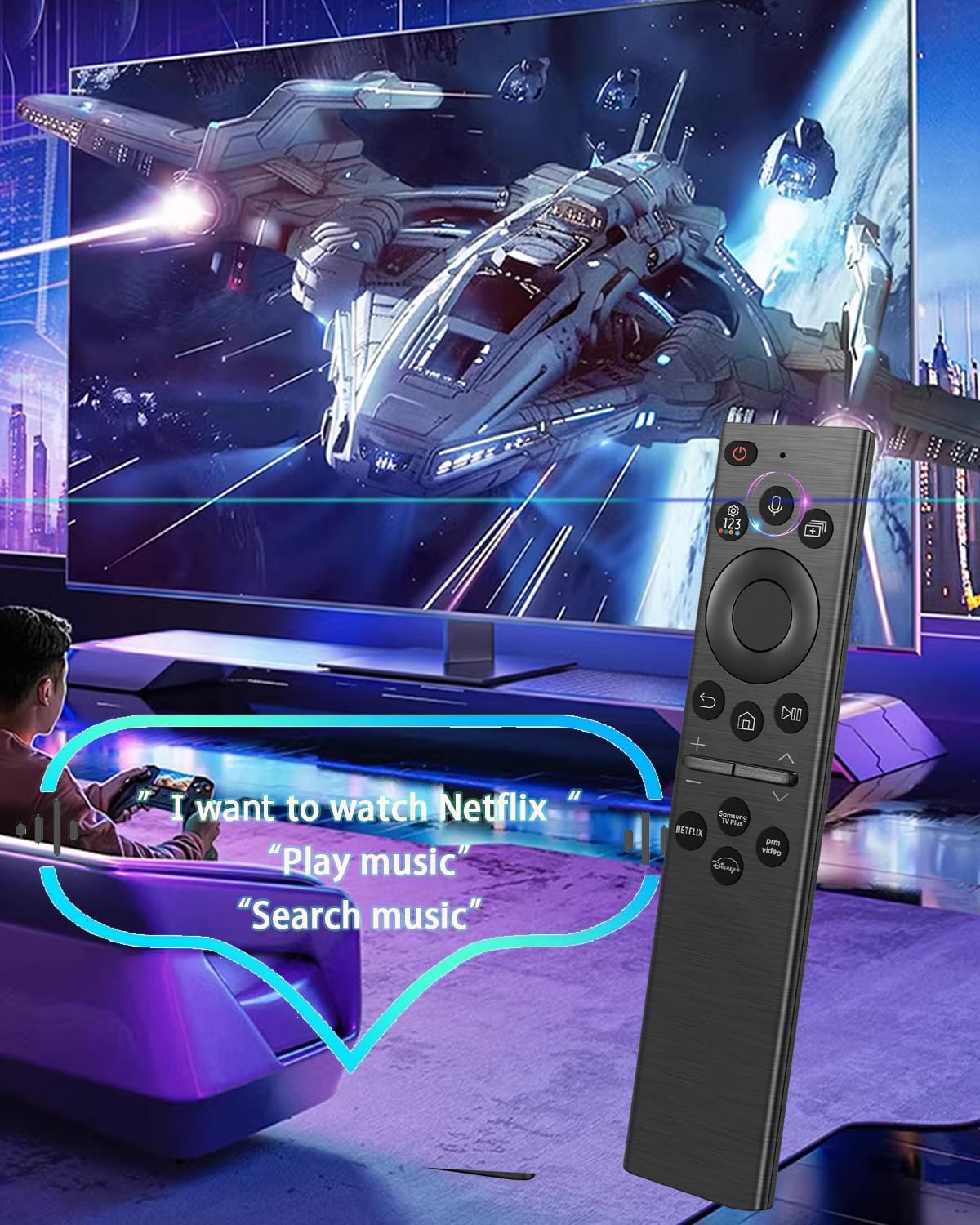 Rechargeable Solar Remote Control BN59-01385A for Samsung Neo QLED Frame 4K 8K TVs - Image 3