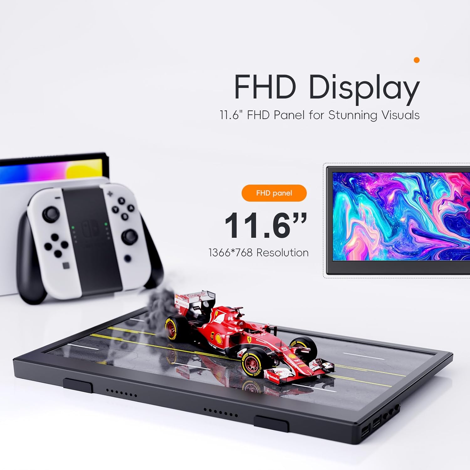 11.6" Portable HDMI USB-C IPS External Monitor with Dual Speakers, Black - Image 3