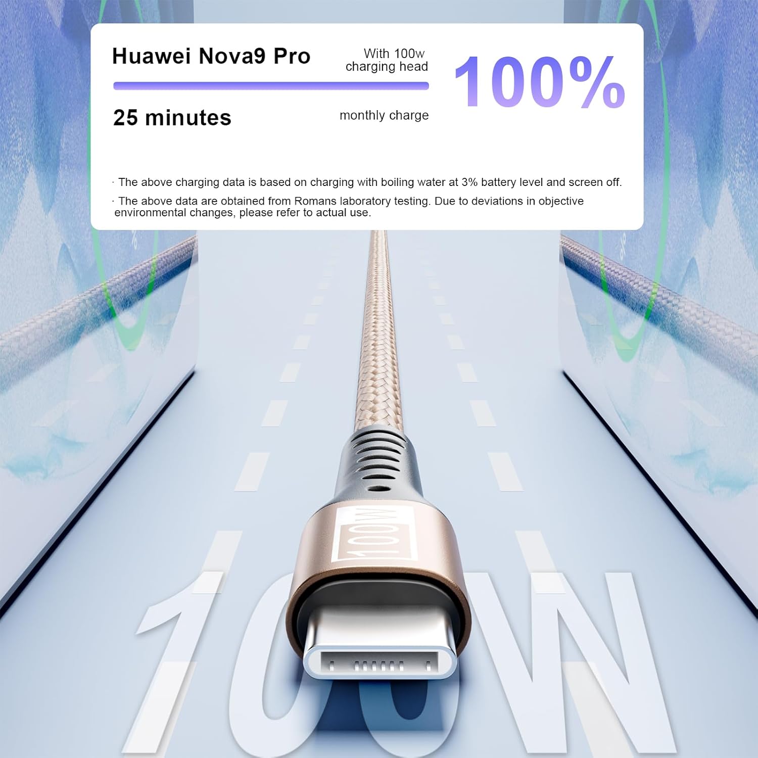 100W USB C to 3-in-1 Nylon Braided Charging Cable for iPhone, Galaxy, and More - Image 6