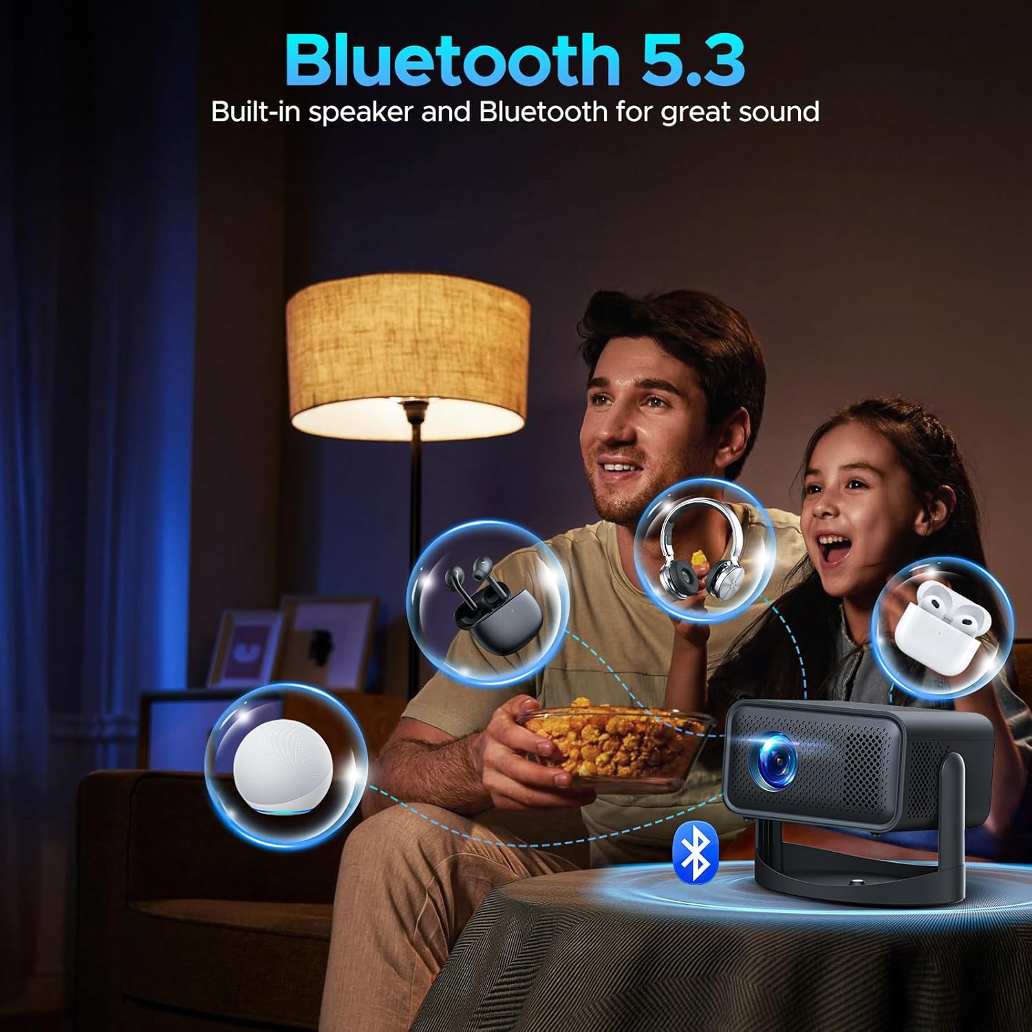 Portable WiFi Bluetooth 4K Movie Projector 1080P HD Electric Focus Auto Keystone Adjustable Stand - Image 6