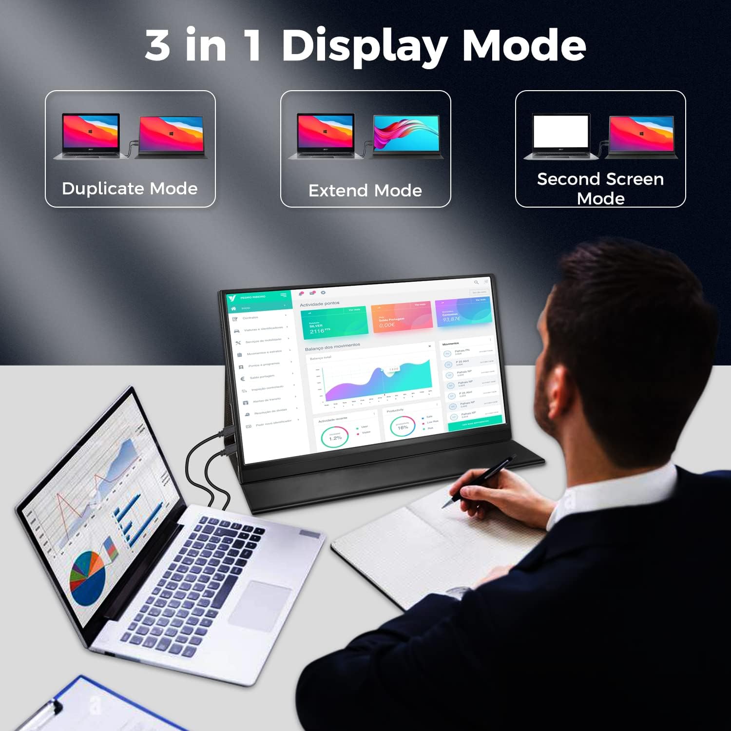 15.6 Inch FHD 1080P Portable Monitor with Protective Case for Laptops, Tablets, and Gaming Consoles - Image 5