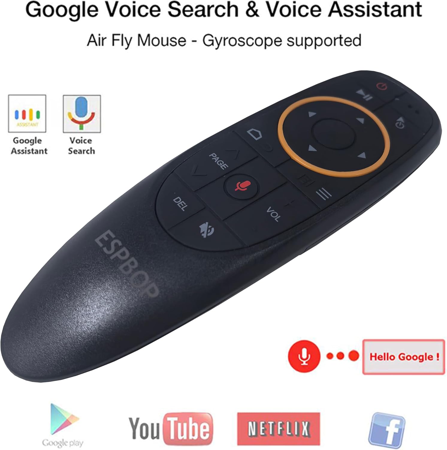 G10S Black 2.4G Wireless Universal Android Smart TV Box Remote Control with Voice Air Mouse Motion Sensing Game Functionality - Image 2