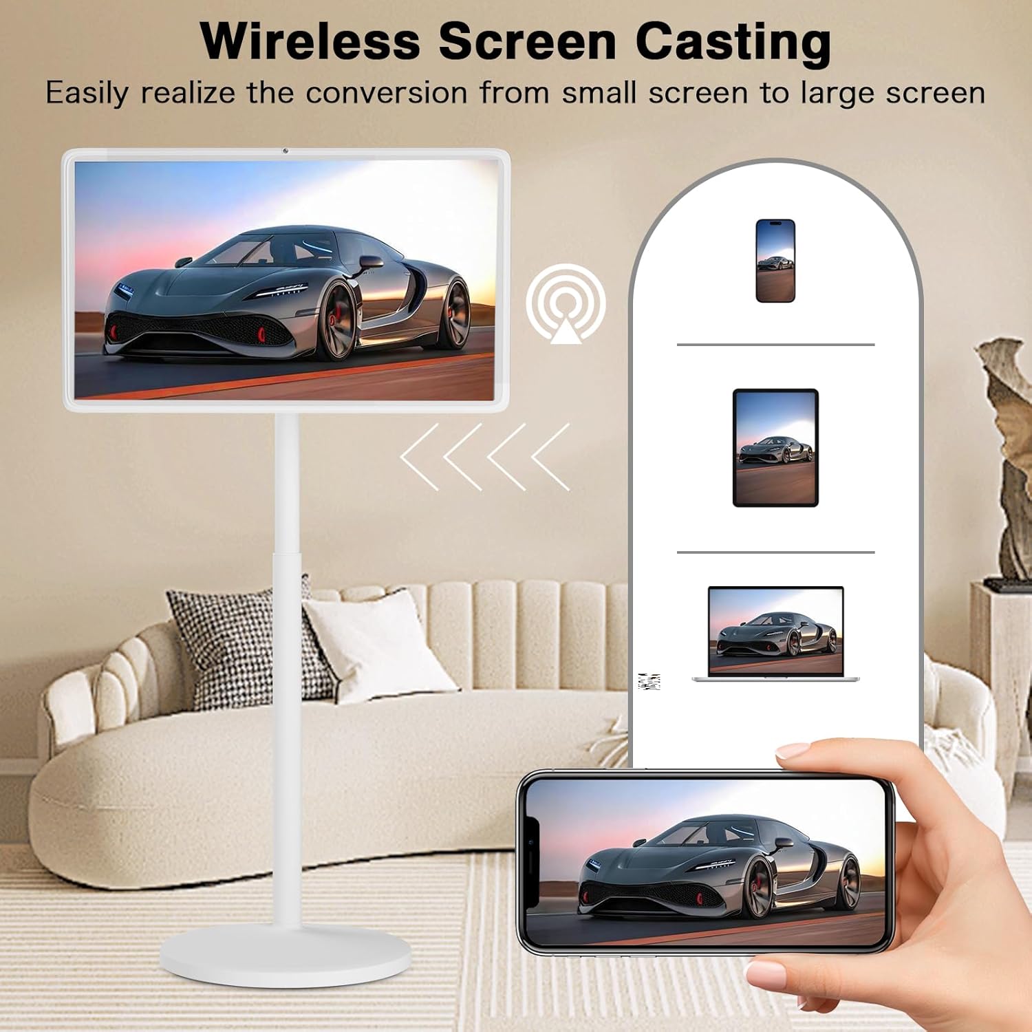 32-Inch Portable Smart TV On Wheels 1080P HD Oncell Touch Screen 8GB RAM 128GB Storage Android OS - Image 6