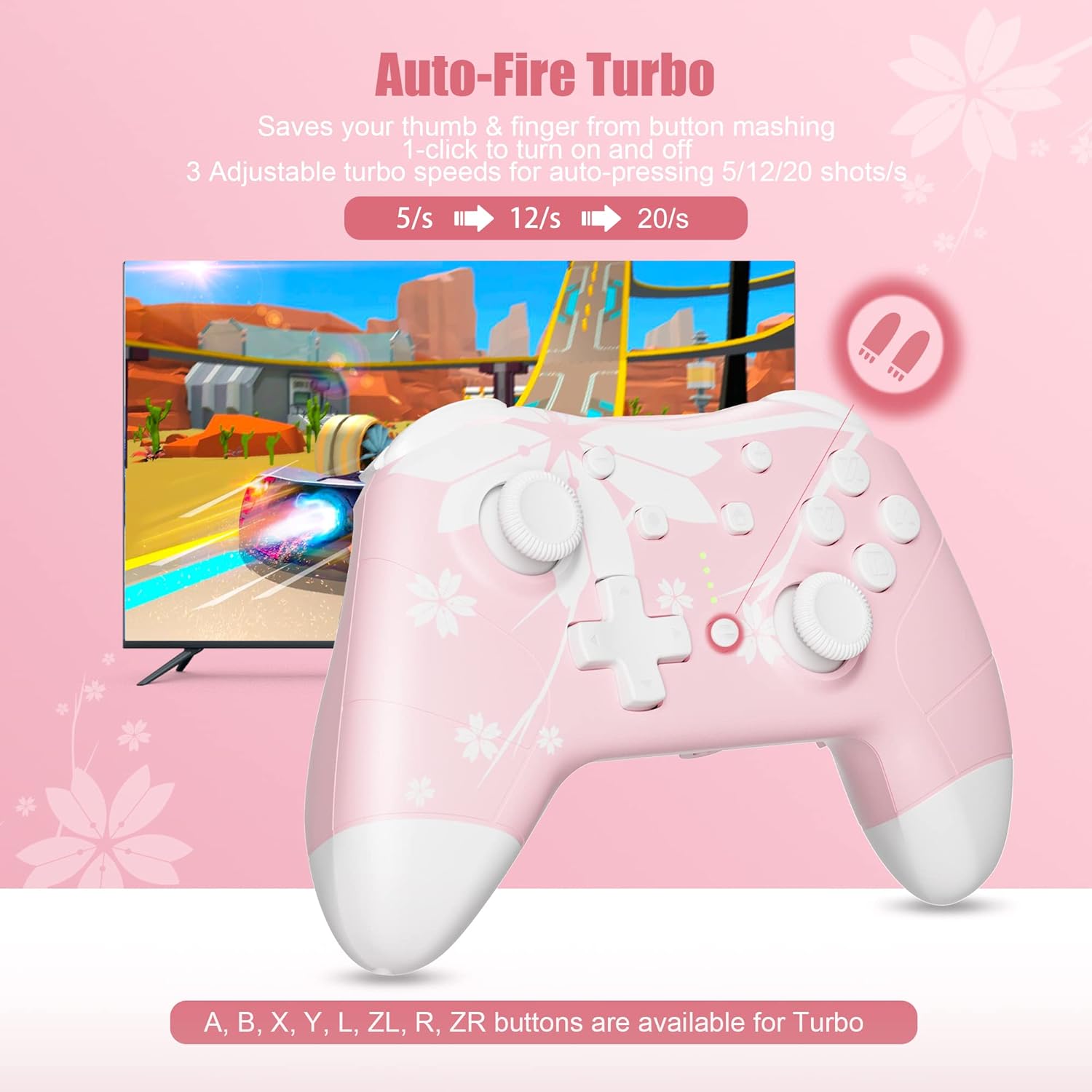 Mytrix Pink Wireless Bluetooth Controller for PC iOS Android Steam Deck with Programmable Buttons and Vibration - Image 4
