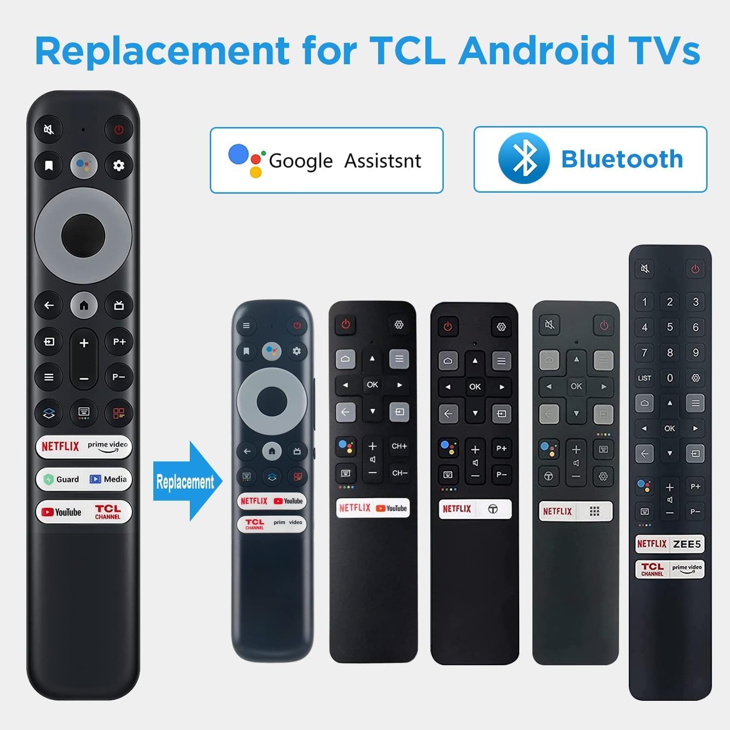 TCL Android TV Replacement Voice Remote Control RC813 with 6 Shortcut Buttons - Image 5