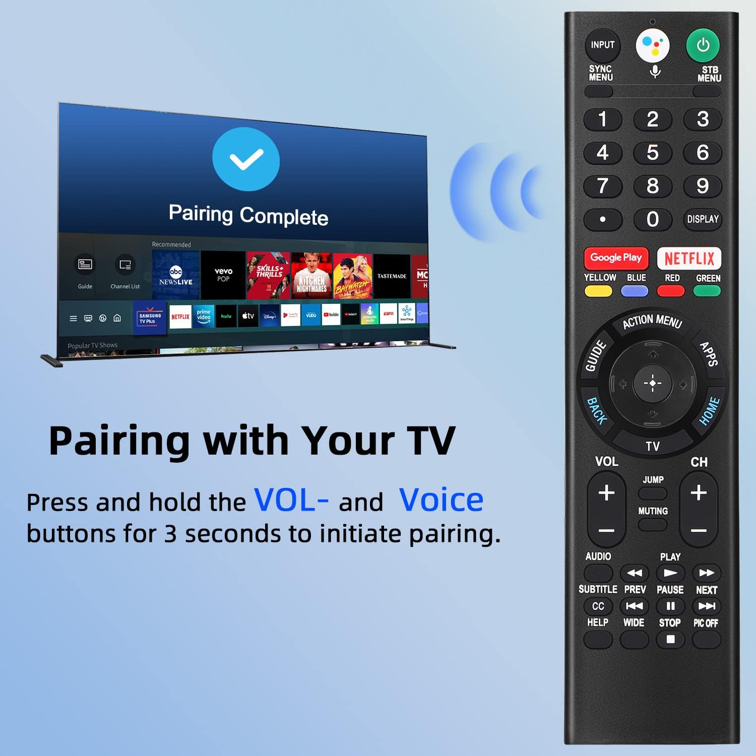 Gvirtue Replacement Voice Remote RMF-TX310U for Sony Bravia 4K 8K UHD Smart Android Google TVs with Netflix Google Play Buttons - Image 5