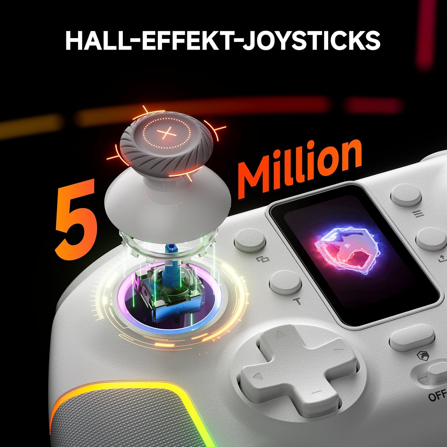 ECHTPower Intelligent Screen Wireless PC Gaming Controller for Switch iOS Android Hall Joysticks 1000mAh Battery - Image 3