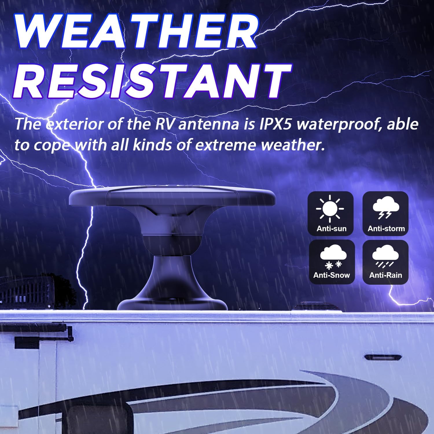 Outdoor Ultra Long Range RV HDTV Antenna with Signal Booster 16ft Cable Black - Image 3