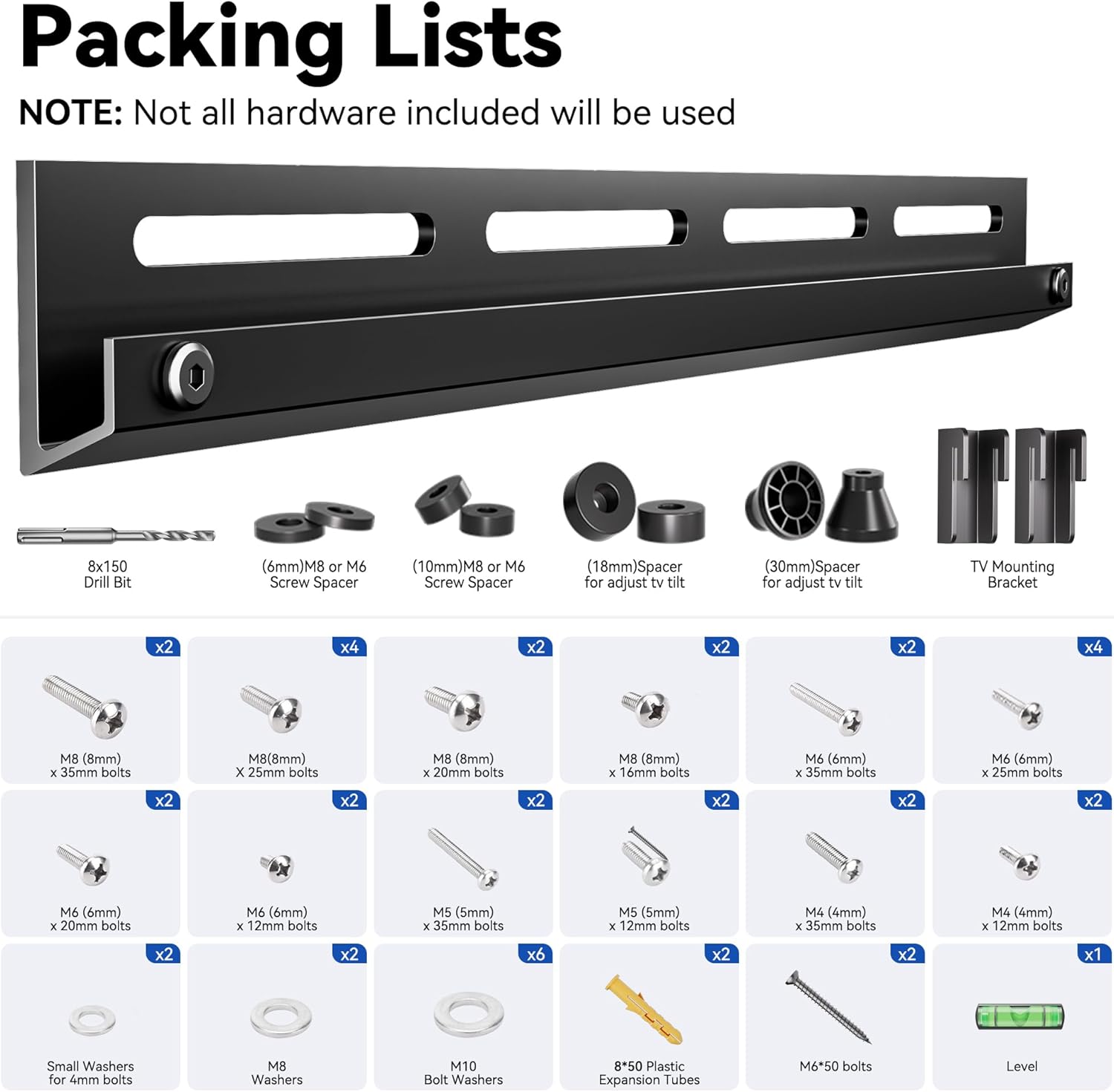 Auoace Low Profile 12-55 Inch TV Wall Mount 100 Lbs Capacity Universal Smart TV Bracket - Image 7
