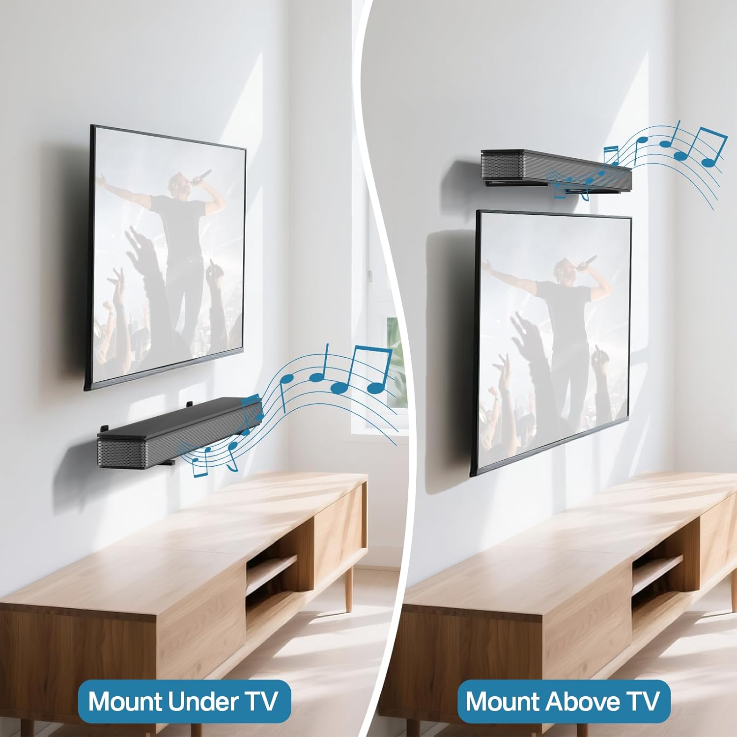 Notiela Under TV Soundbar Mount Shelf for Samsung Bose Sony Vizio LG Roku Dolby Atmos Up to 30lbs - Image 7