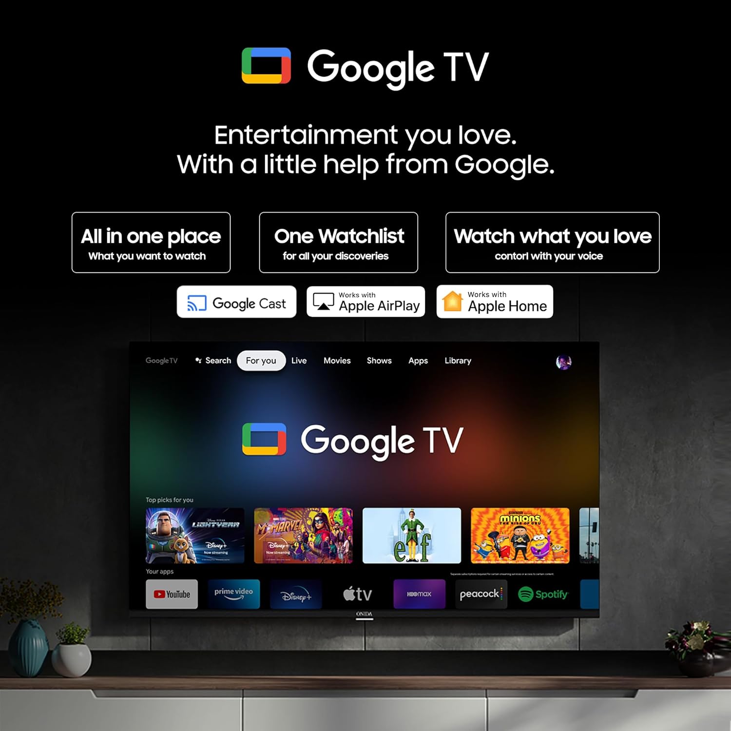 ONIDA 55 inch 4K Ultra HD Smart Google TV Black 55UIG New Condition - Image 3