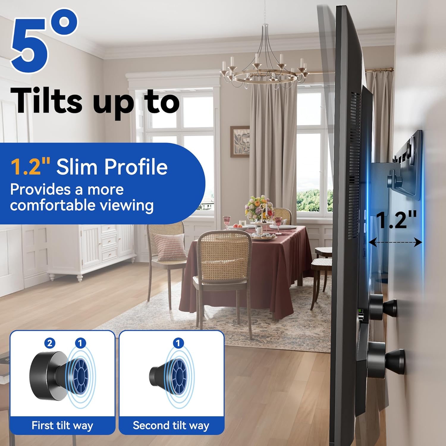Auoace Low Profile 12-55 Inch TV Wall Mount 100 Lbs Capacity Universal Smart TV Bracket - Image 2