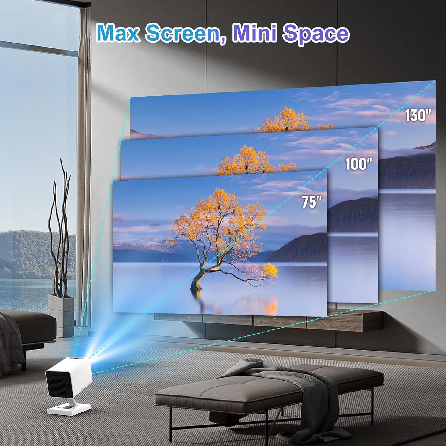 Portable 4K Mini Projector WiFi6 Bluetooth 5.4 150 ANSI Lumens 130 Inch Screen Home Cinema Smart Device - Image 5