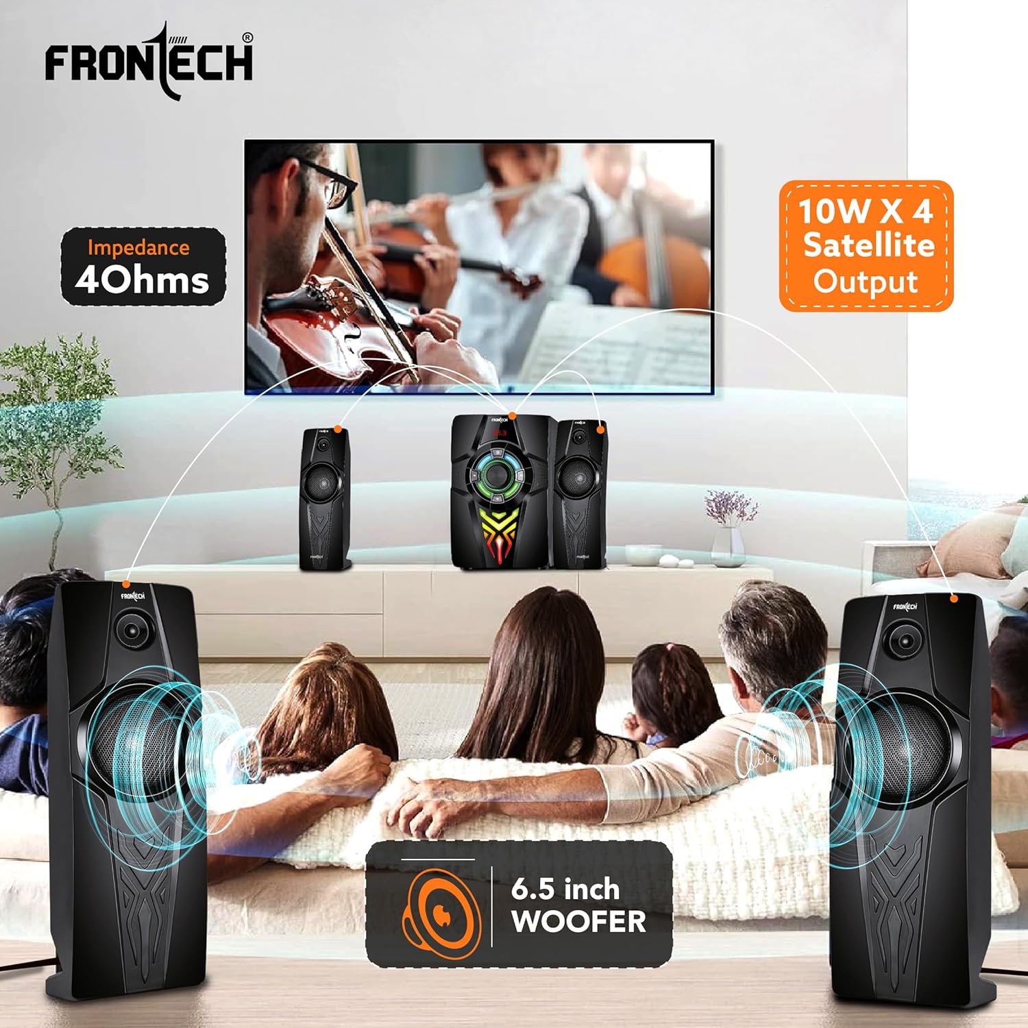 FRONTECH SW-0154 Premium 4.1 Multimedia Speaker System Wireless Freedom Deep Bass - Image 5