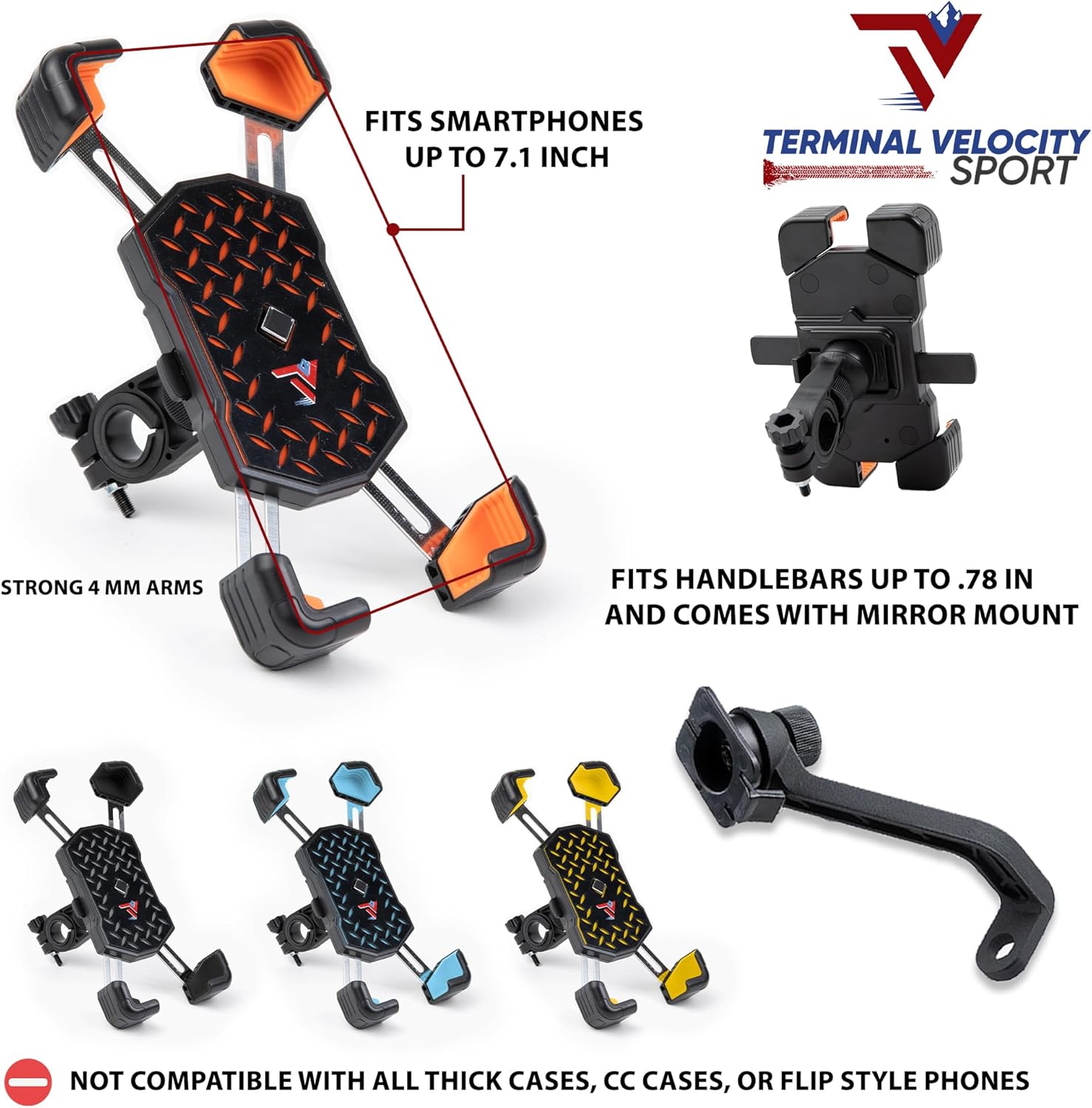 Motorcycle Phone Mount with 12V Dual USB-C Fast Charger, Waterproof Port, Mirror Mount & Rain Cover - Image 4