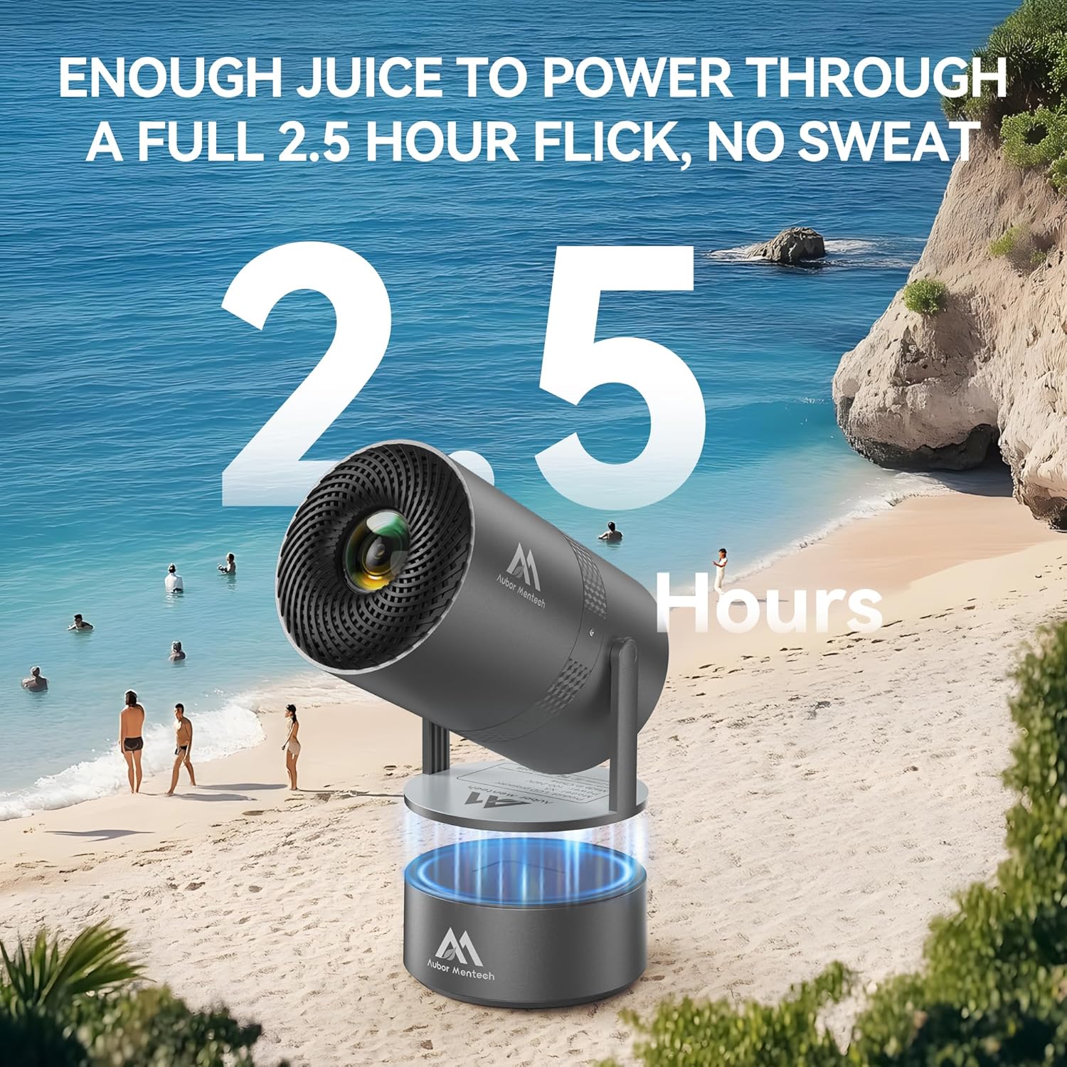 Rechargeable Portable Smart Mini Projector WiFi Bluetooth 1080P Supported 270° Rotatable Electric Focus Auto Keystone Outdoor Movie - Image 2