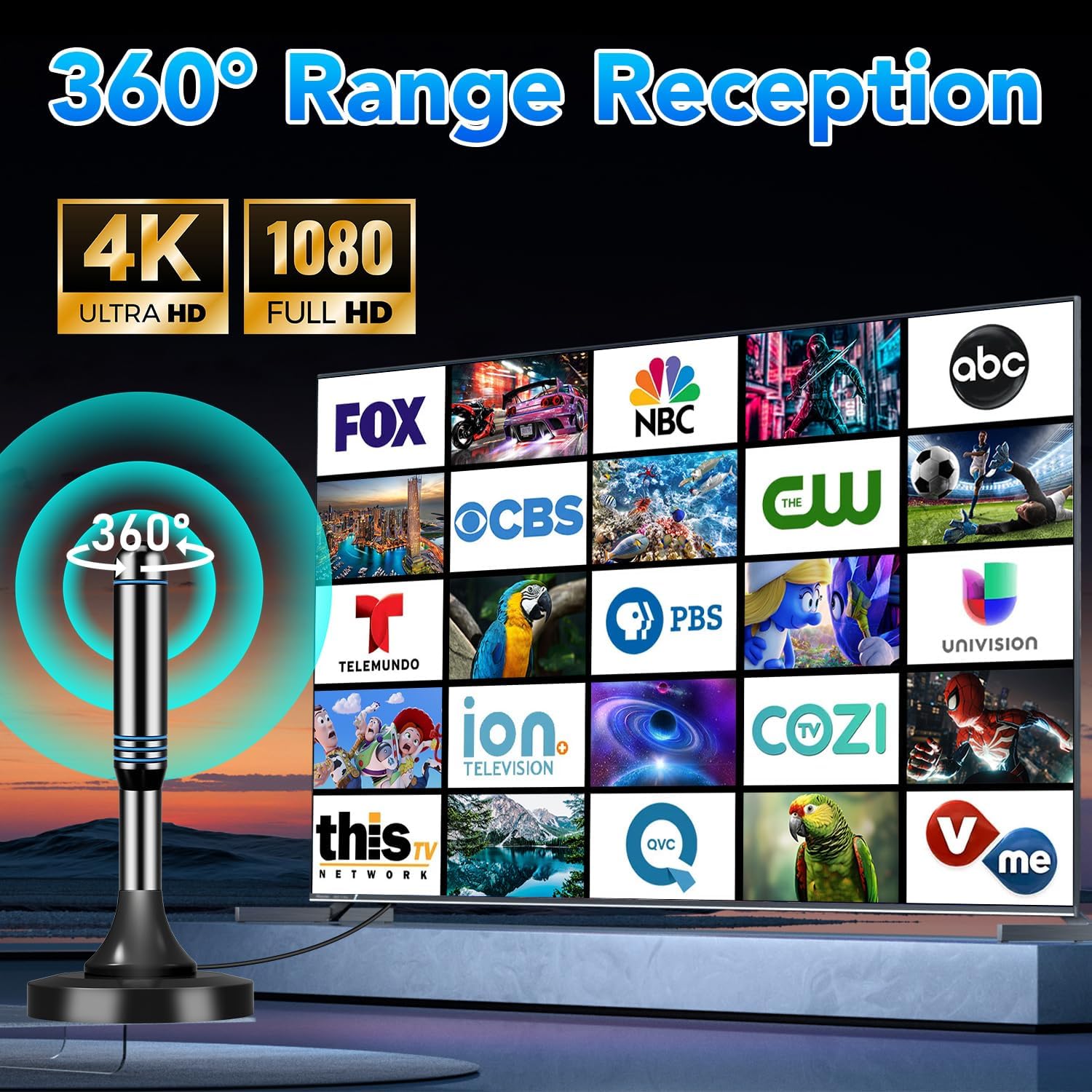 2025 Indoor Smart TV Antenna for Local Channels with Magnetic Base and Long Range 8K HD Reception - Image 3
