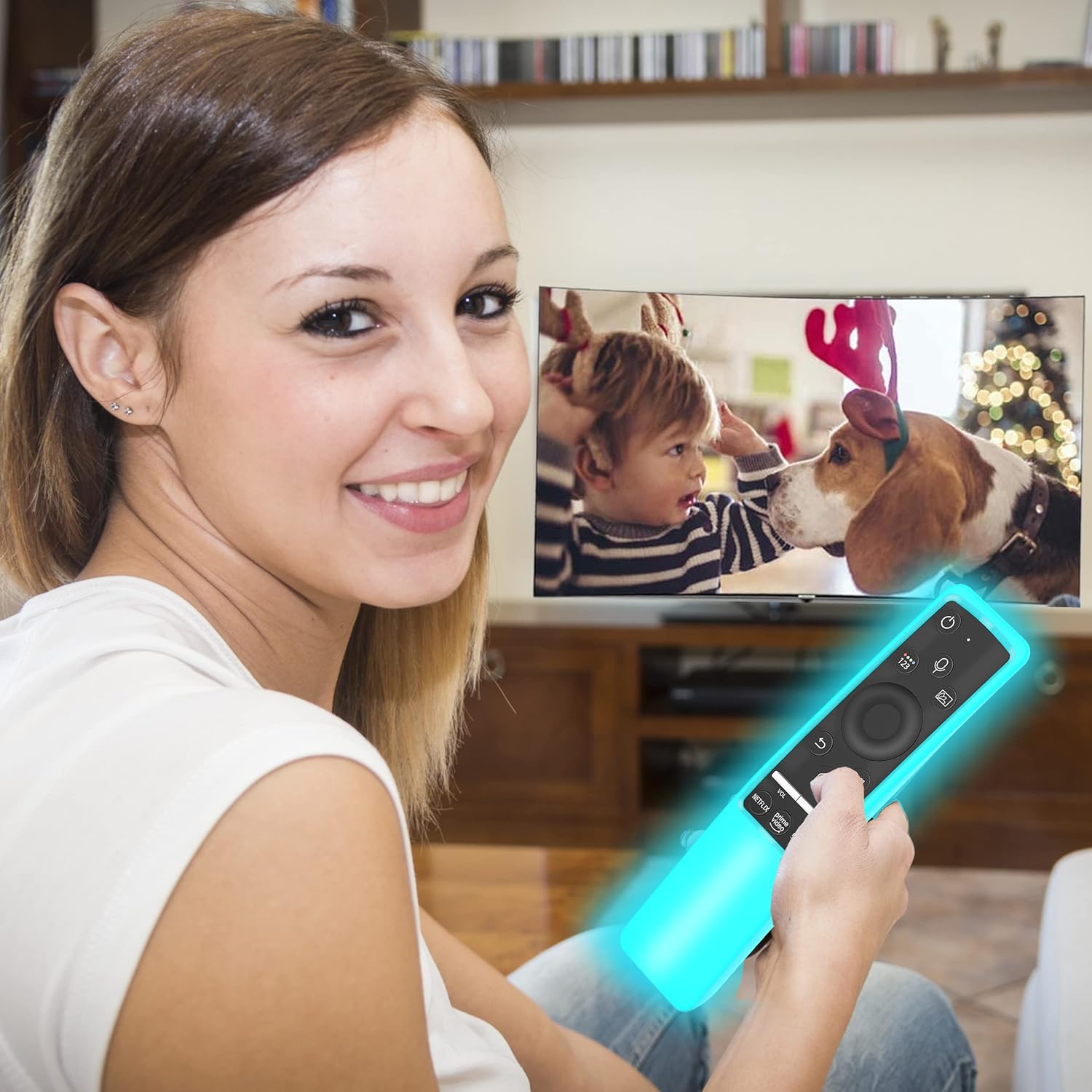 Samsung Smart TV Remote BN59 Series Silicone Protective Cover Glow Blue - Image 2