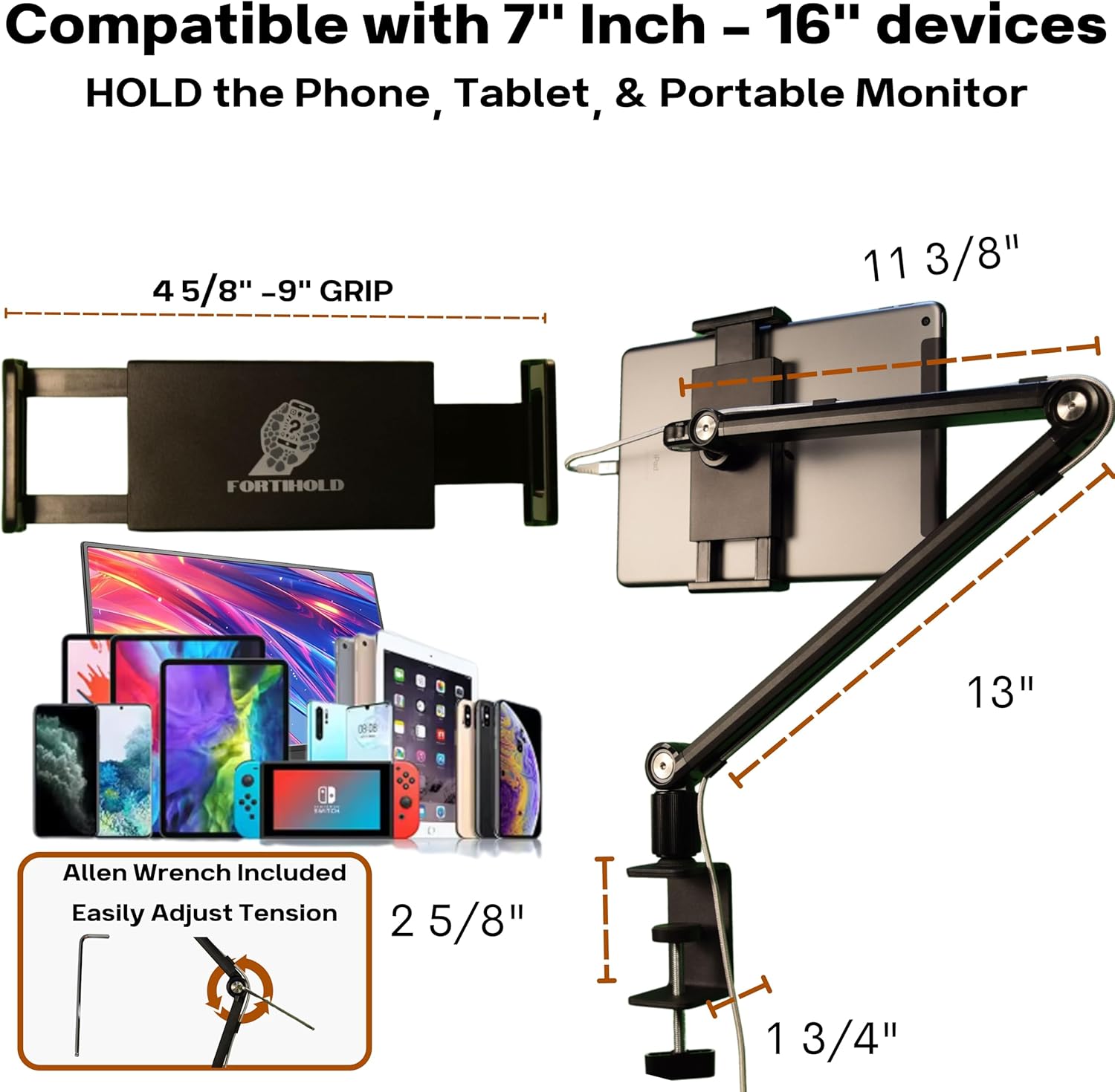 Heavy Duty 16 Inch Aluminum Portable Monitor Stand with 360° Rotation and Cable Management - Image 6