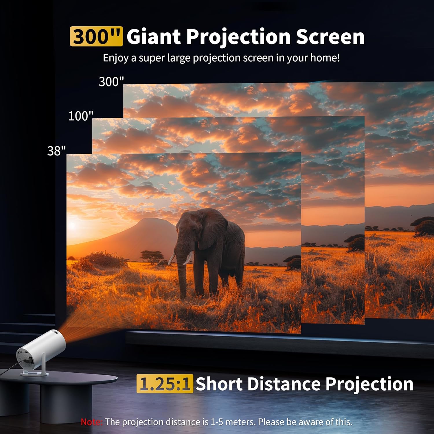 Portable Mini Projector 4K Support Full HD 1080P with 270° Rotatable Stand for Movies - Image 7