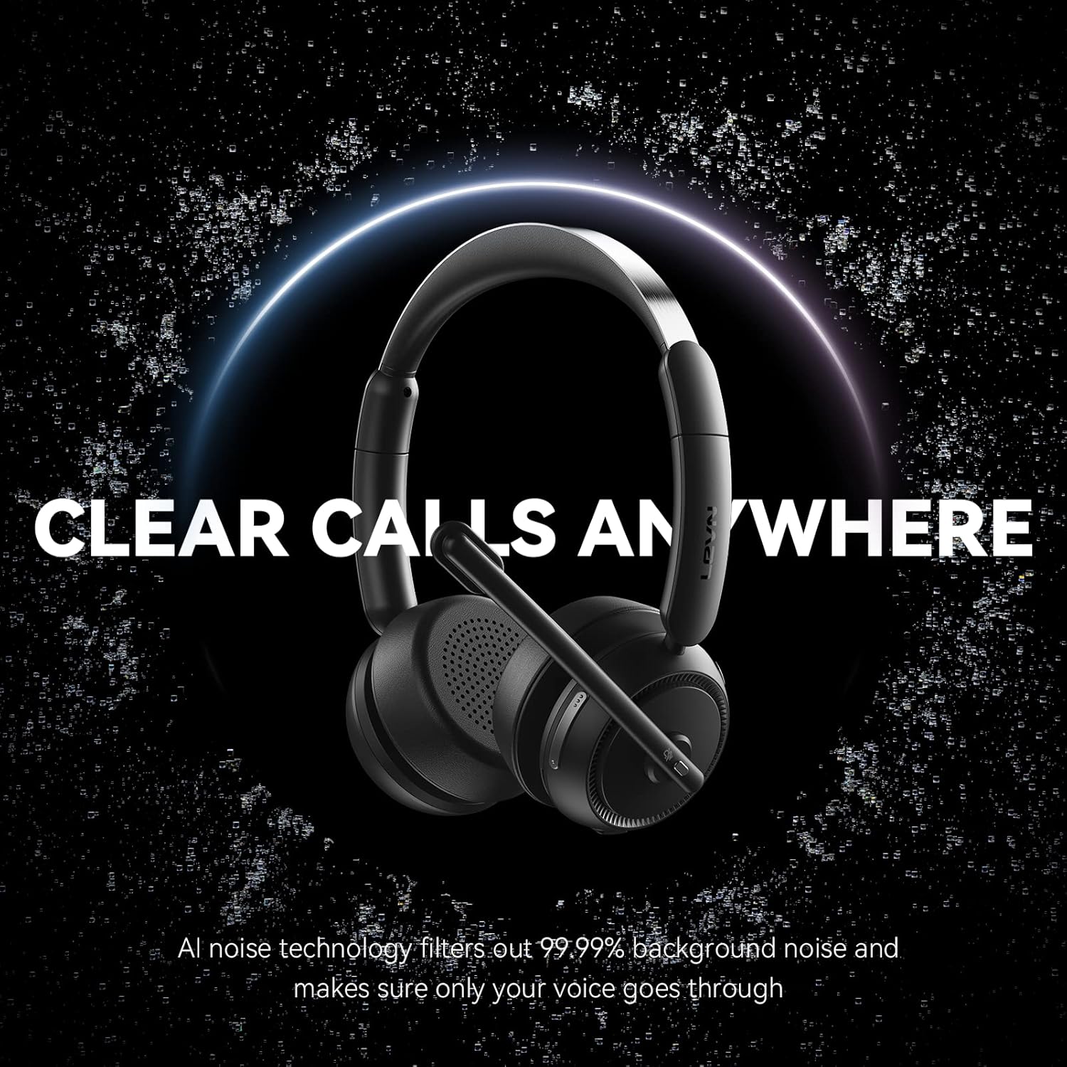 Bluetooth Wireless Headset with Noise Cancelling Mic for Work from Home Office PC Calls - Image 2
