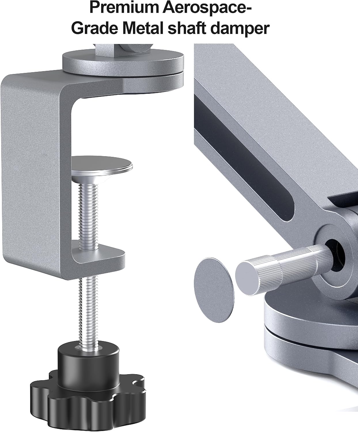 Heavy Duty Aluminum 360° Rotating Tablet Arm Mount Holder with Super Grip - Gray, Foldable Clamp for iPad, Phone, Monitor, Kindle - Image 4