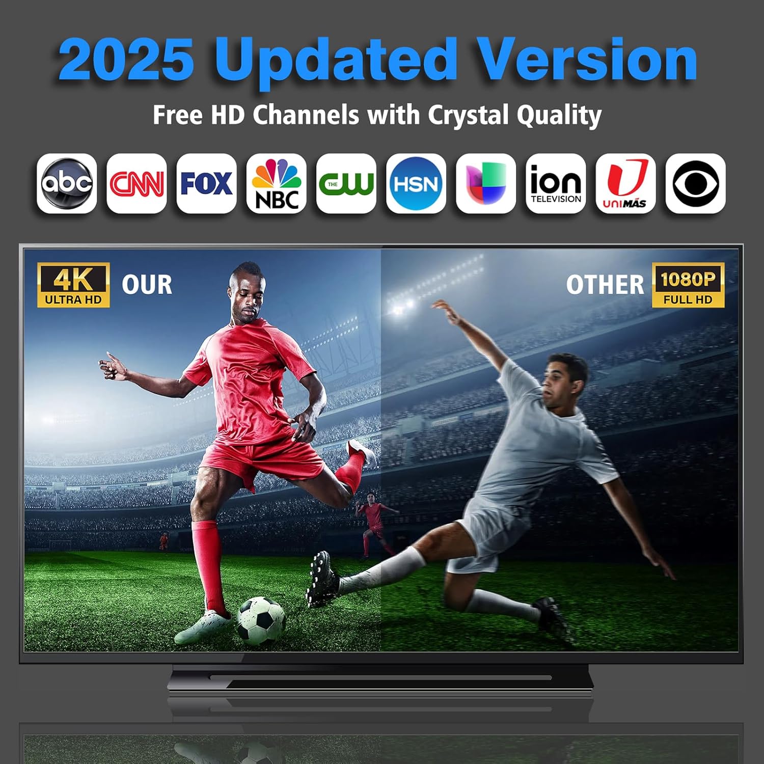 2025 1900+ Mile Range Smart TV Digital Antenna with Amplifier and 25FT Cable Supports 8K 4K 1080p All TVs - Image 2