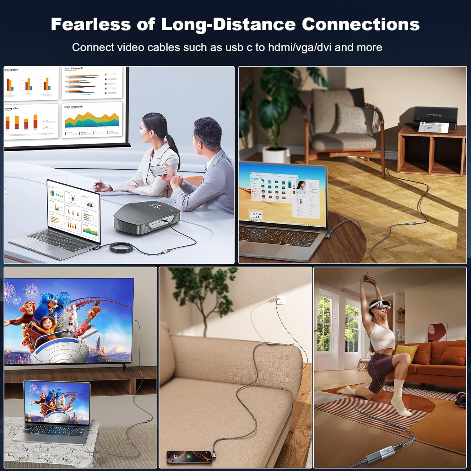 10Gbps 3ft USB C Extension Cable Right Angle 90 Degree 100W PD Charging 4K Video - Image 9