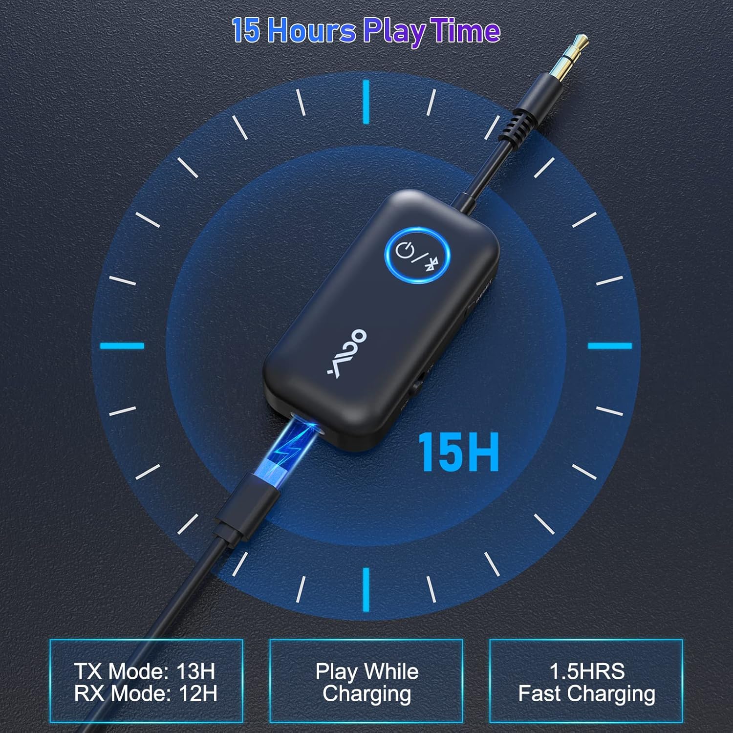 YMOO Bluetooth 5.3 Transmitter Receiver for TV Airplane to 2 Headphones Wireless Audio Adapter Aptx HD - Image 3
