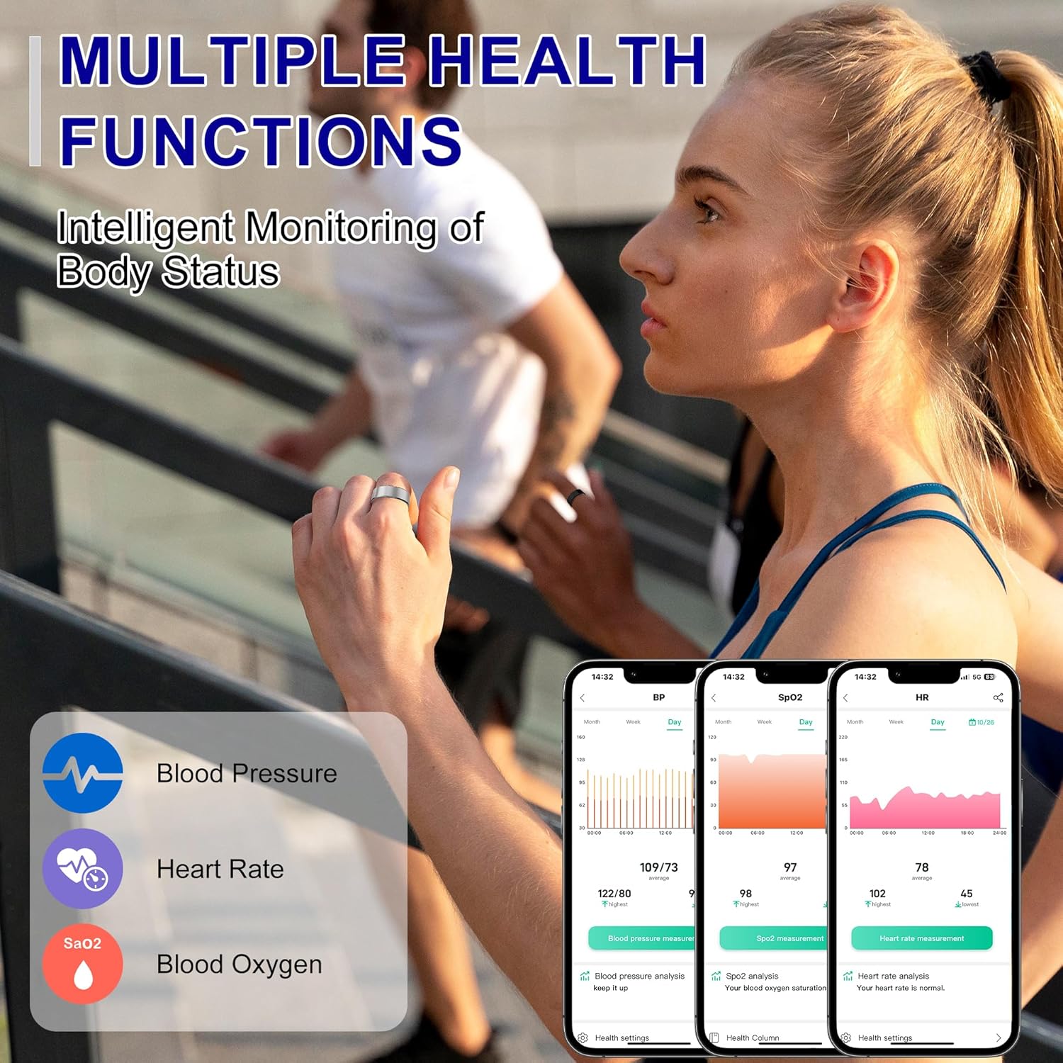 Smart Fitness Tracker Ring for Men and Women with Heart Rate, Blood Oxygen, Sleep Tracking, and IP68 Waterproof - Android iPhone Compatible - Image 3