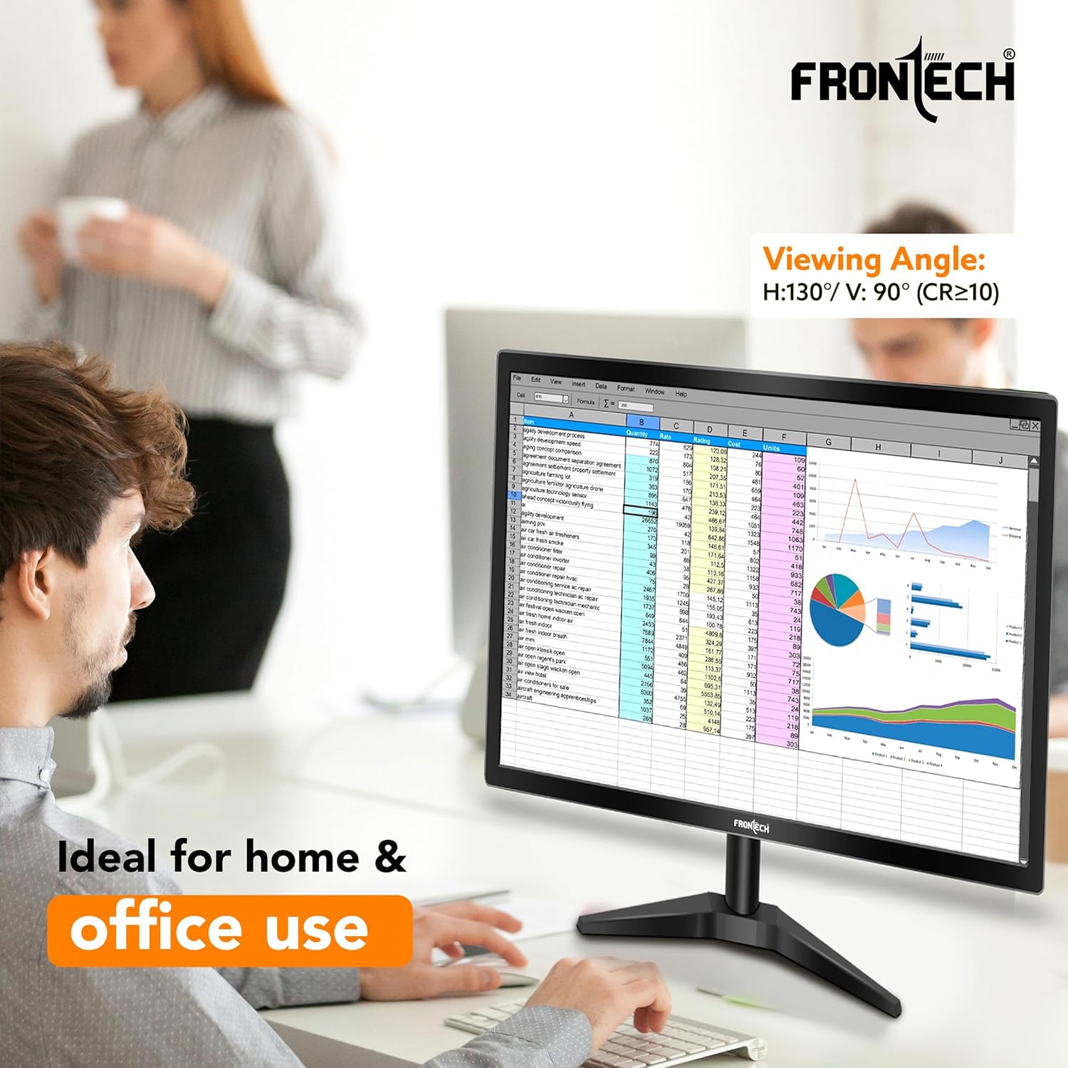 FRONTECH 22 Inch HD LED Monitor, 1680x1050, 60Hz Refresh, HDMI, VGA, Speakers, Wall Mountable, Black - Image 5