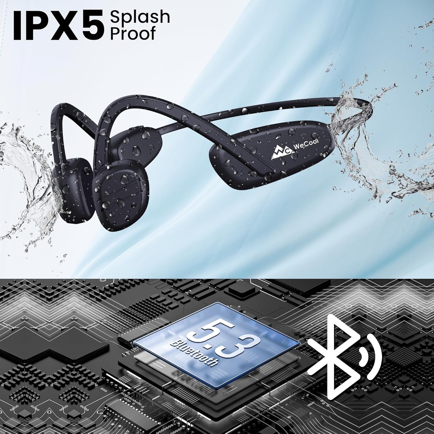 Wecool Moonwalk M2 Open Ear Bone Conduction Headphones V5.3 Bluetooth IPX6 Water Resistant - Image 8