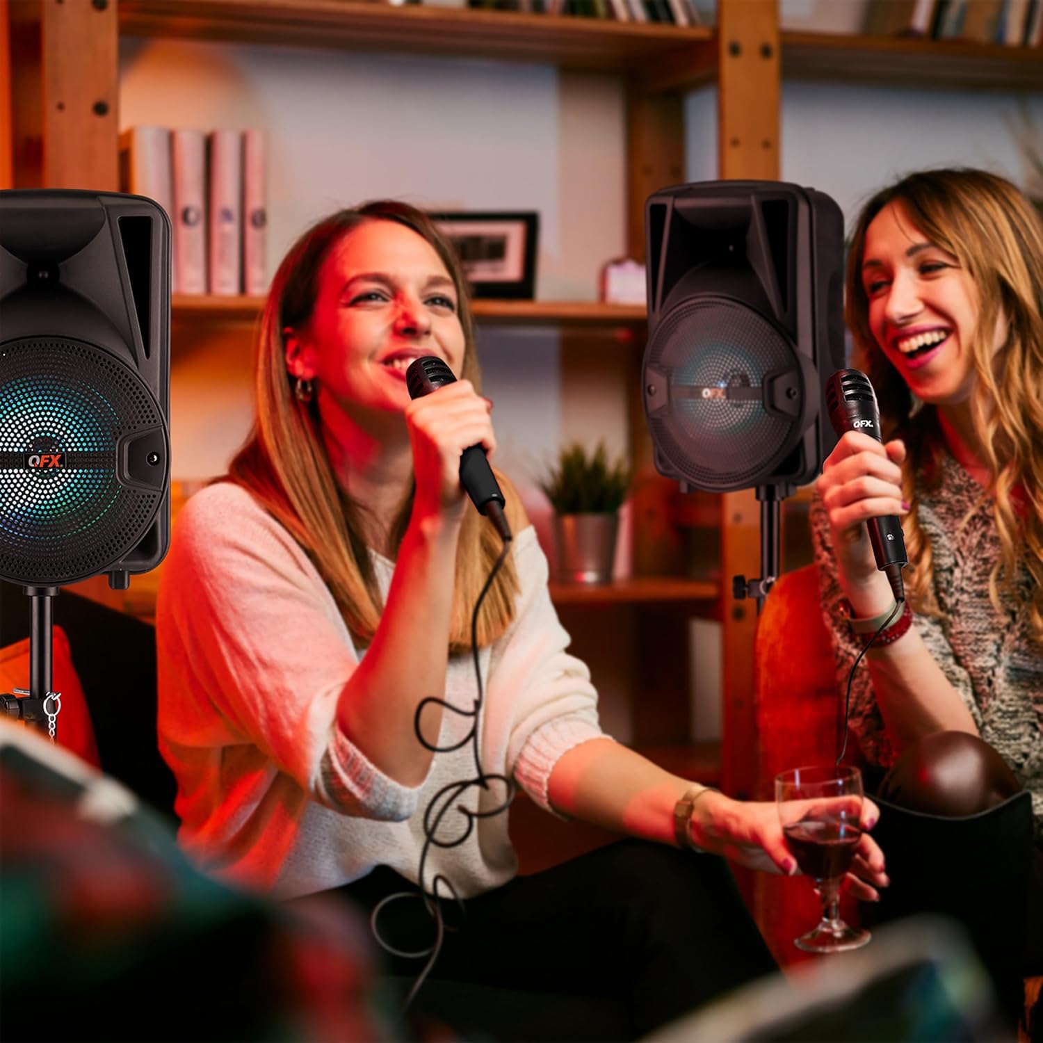 QFX PBX-800TWS 8-Inch TWS Bluetooth Stereo PA System with 2 Speakers, 2 Mics, 2 Stands - Image 8