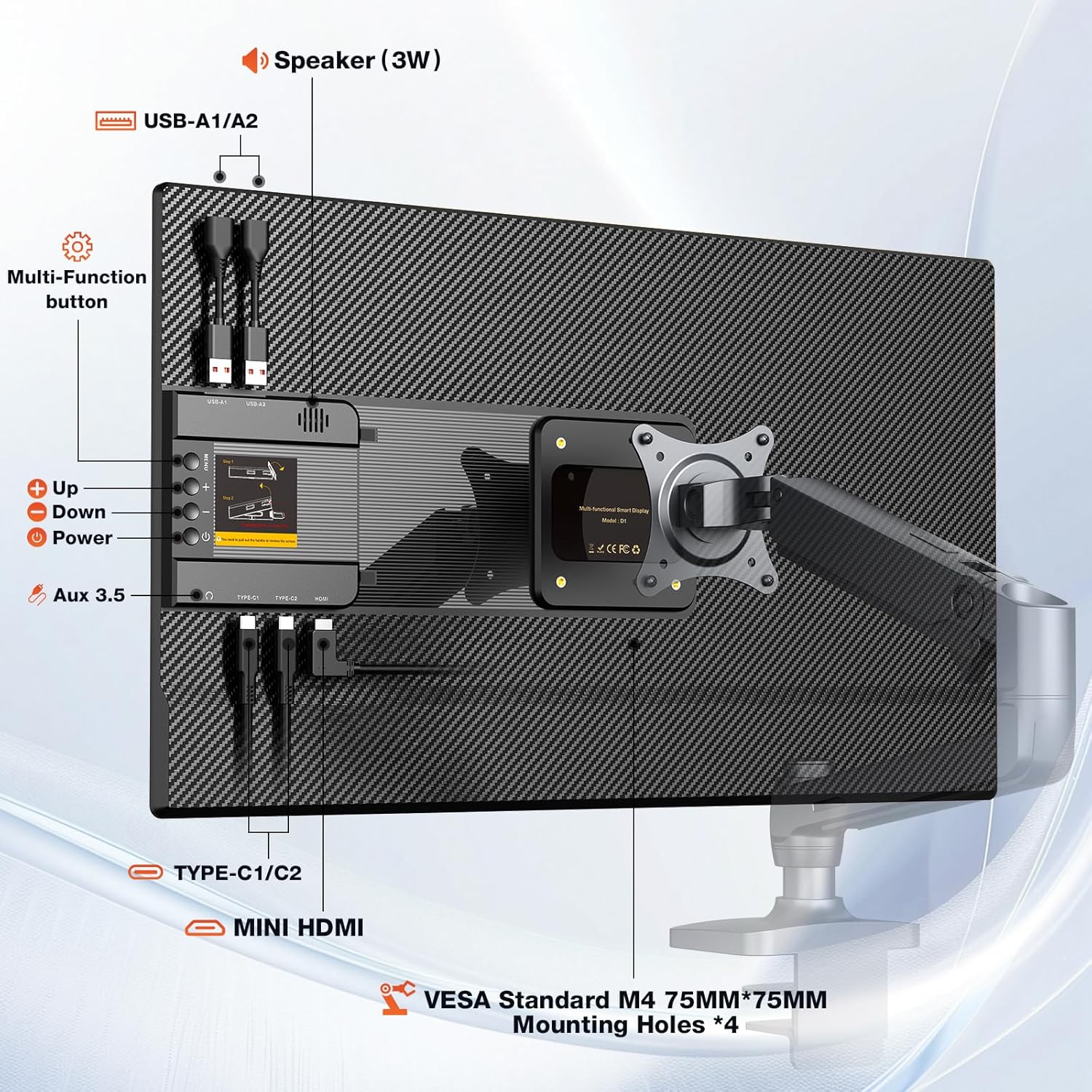 23.8 Inch 1080p FHD 100Hz IPS Portable Gaming Monitor with Built-in Speakers and VESA Mount - Image 7